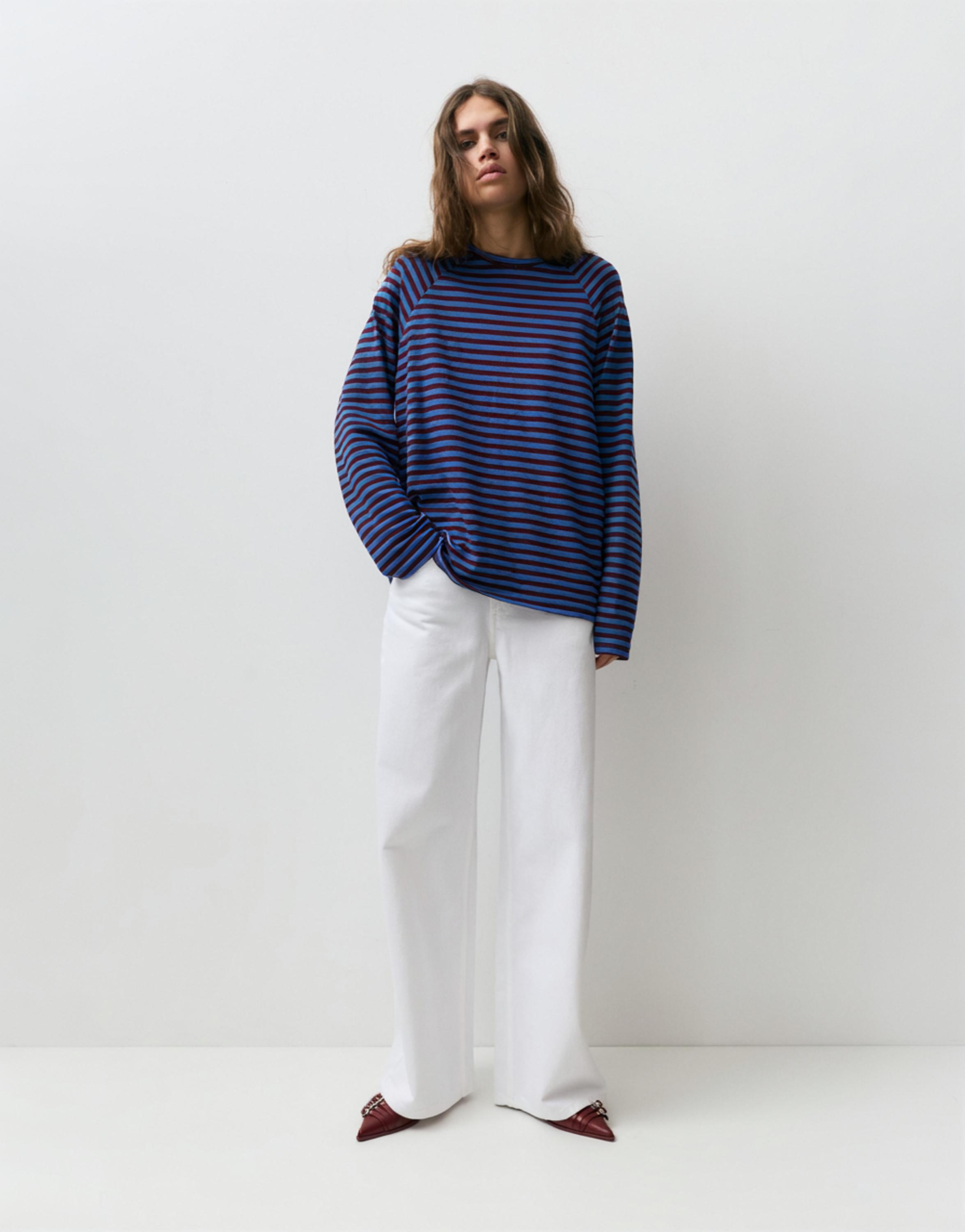 Uzun kollu çizgili tişört - Görsel 56