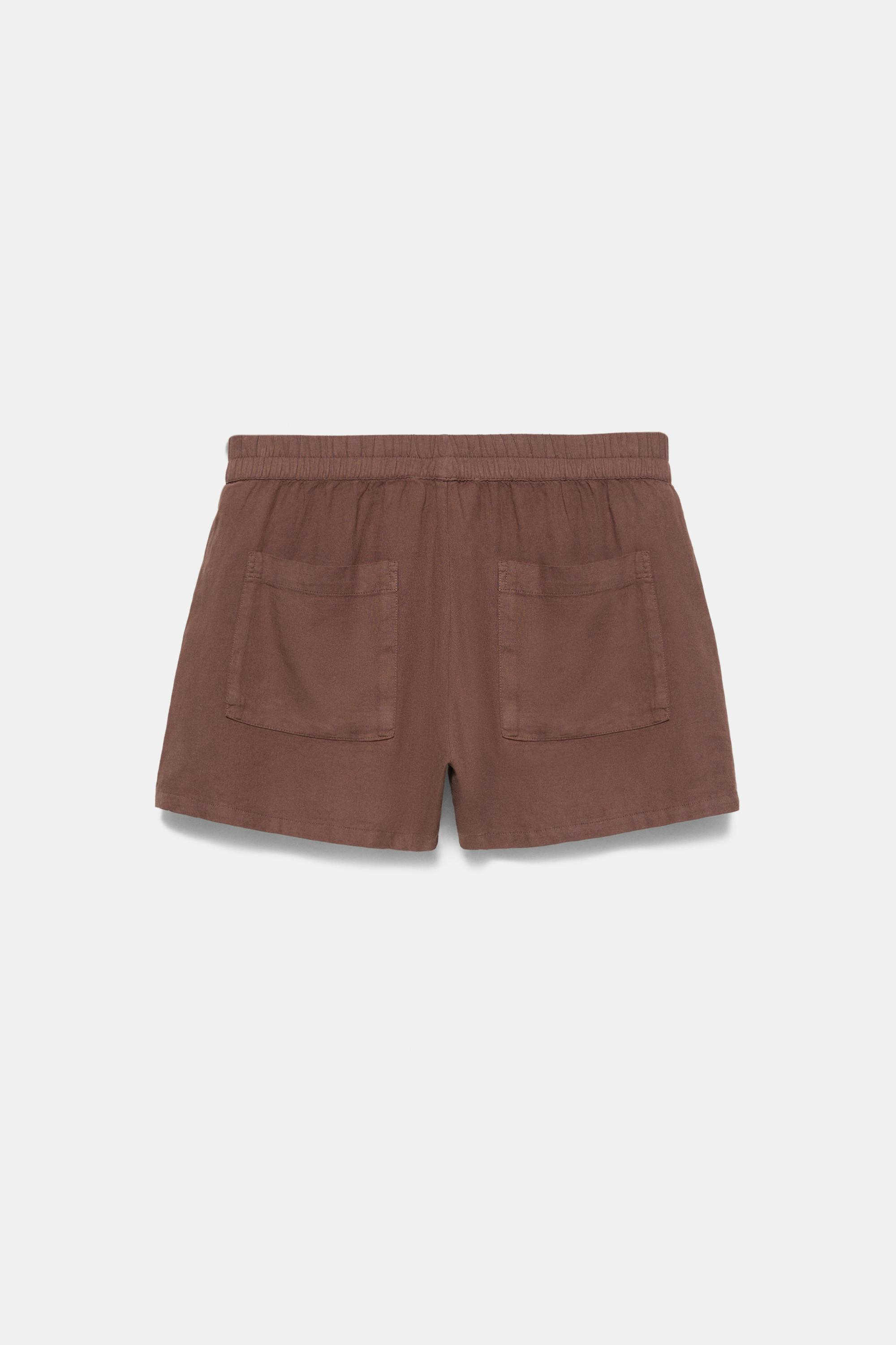 Linen blend shorts — Brown