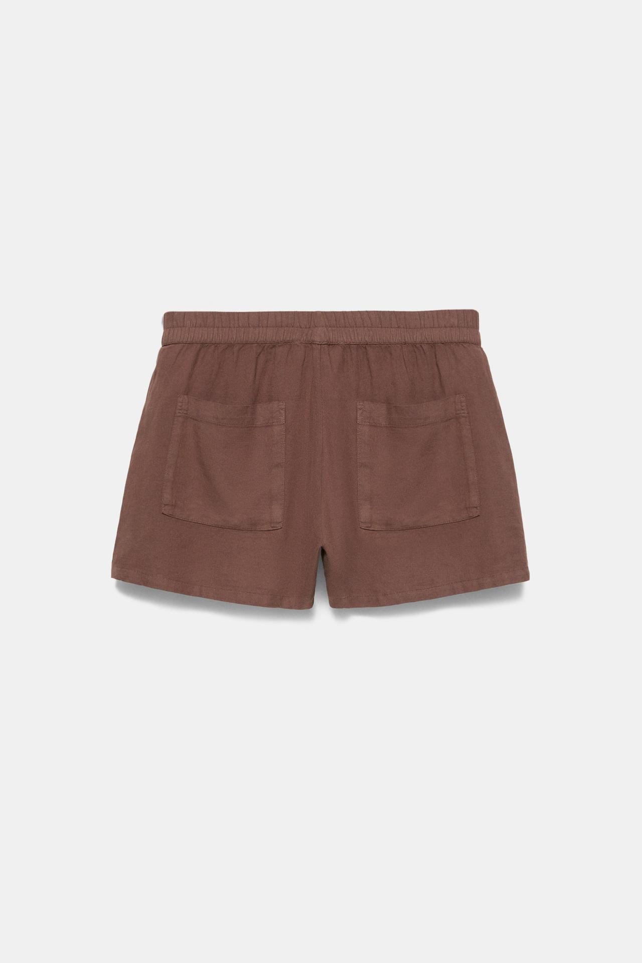 Linen blend shorts — Brown