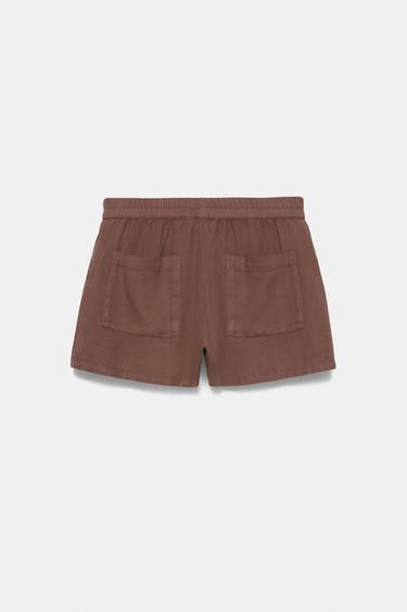 Linen blend shorts — Brown 3