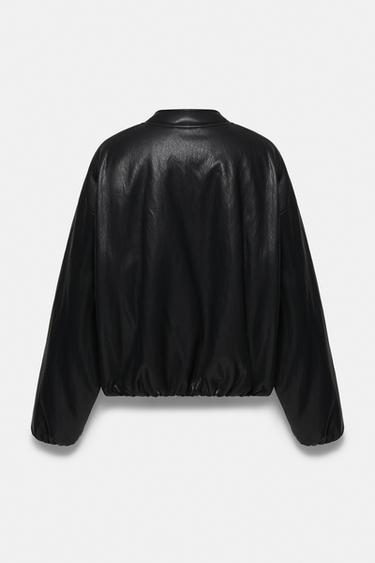 Leather-effect bomber jacket with fireman clasps — Black 7