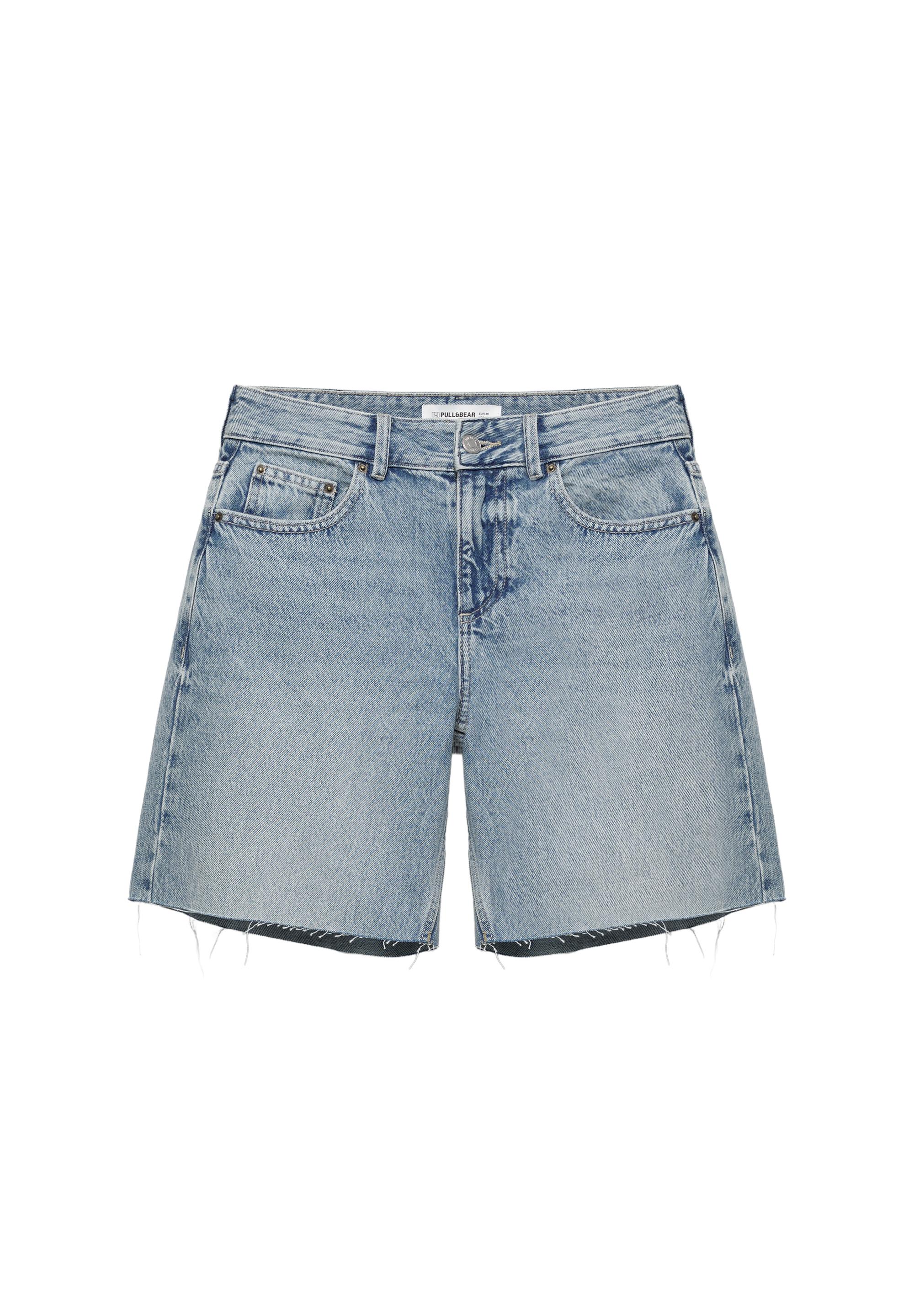 Low-rise denim Bermuda shorts — Pale blue
