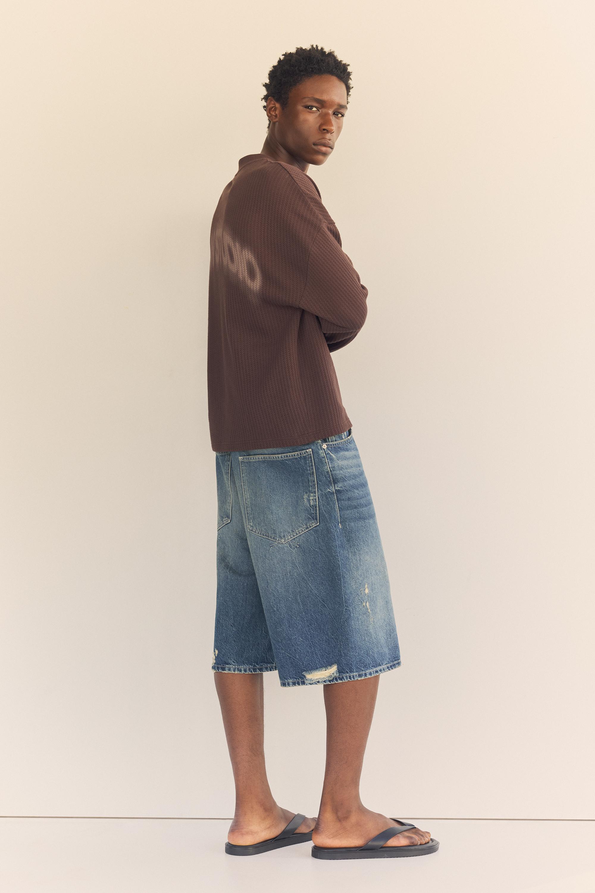 Ripped detail jorts — Blue