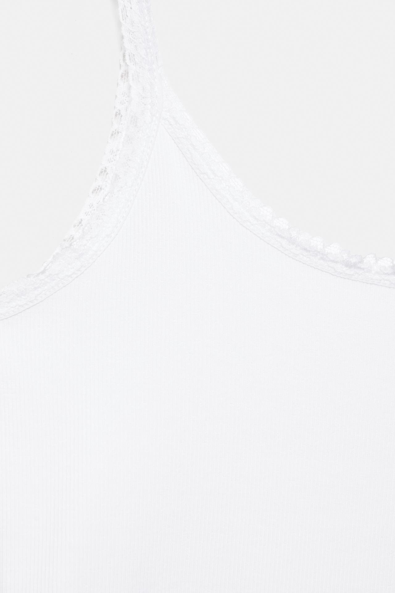 Lace-trim tank top — White