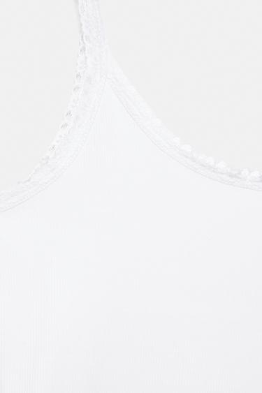 Lace-trim tank top — White 7