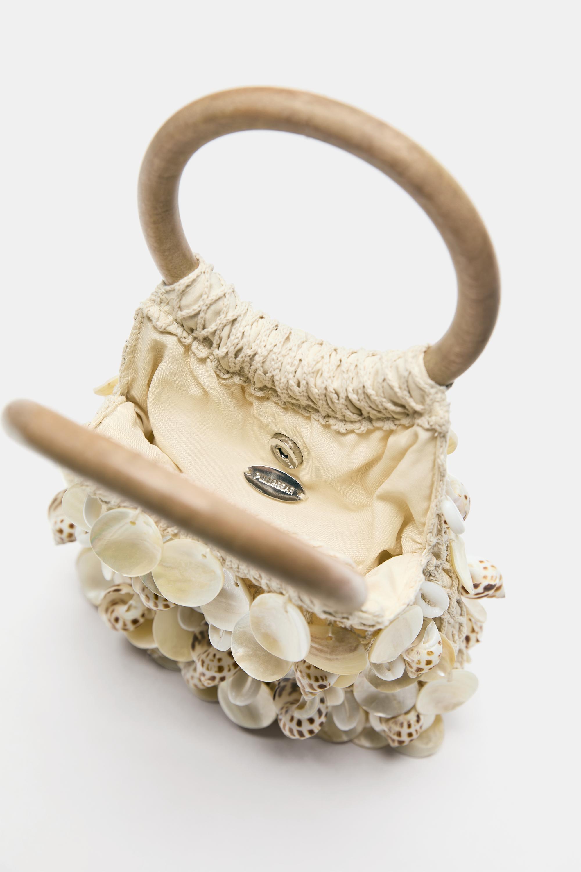 Beaded handbag — Ecru