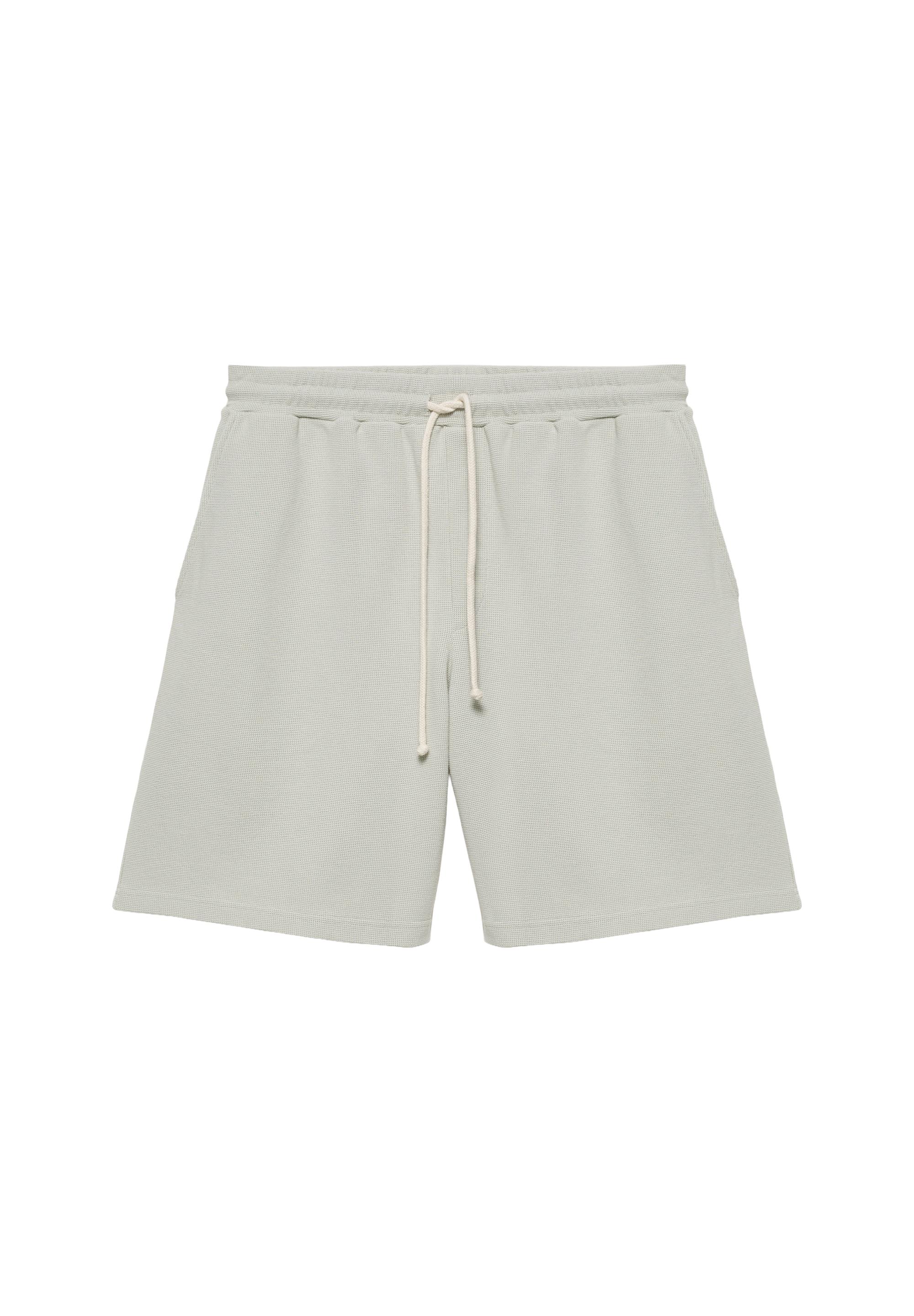 Waffle-knit jogger Bermuda shorts — Aquamarine