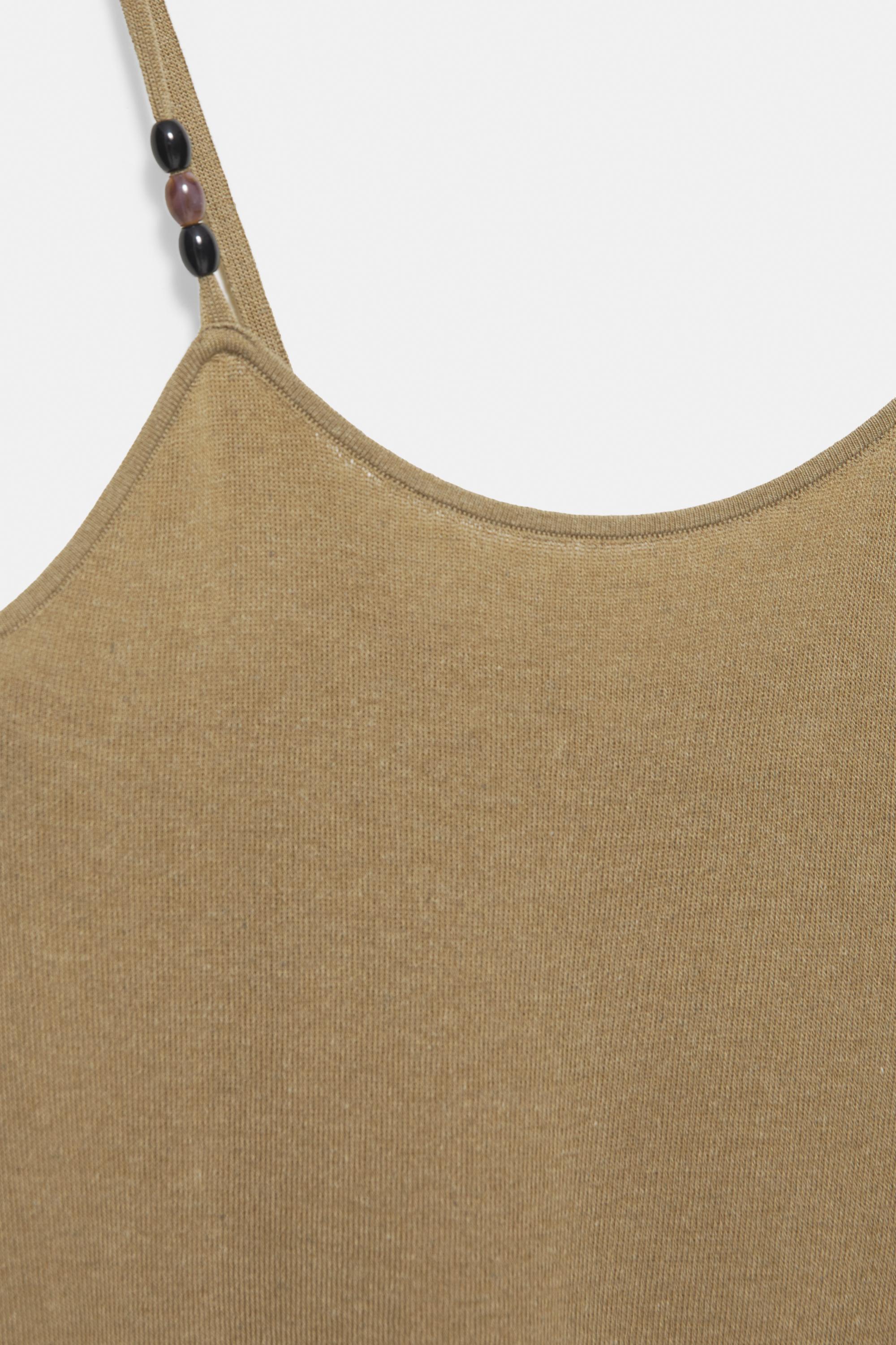 Short knit strappy dress — Khaki