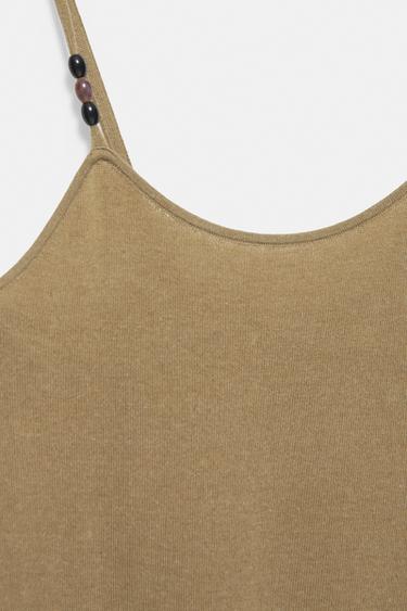 Short knit strappy dress — Khaki 7