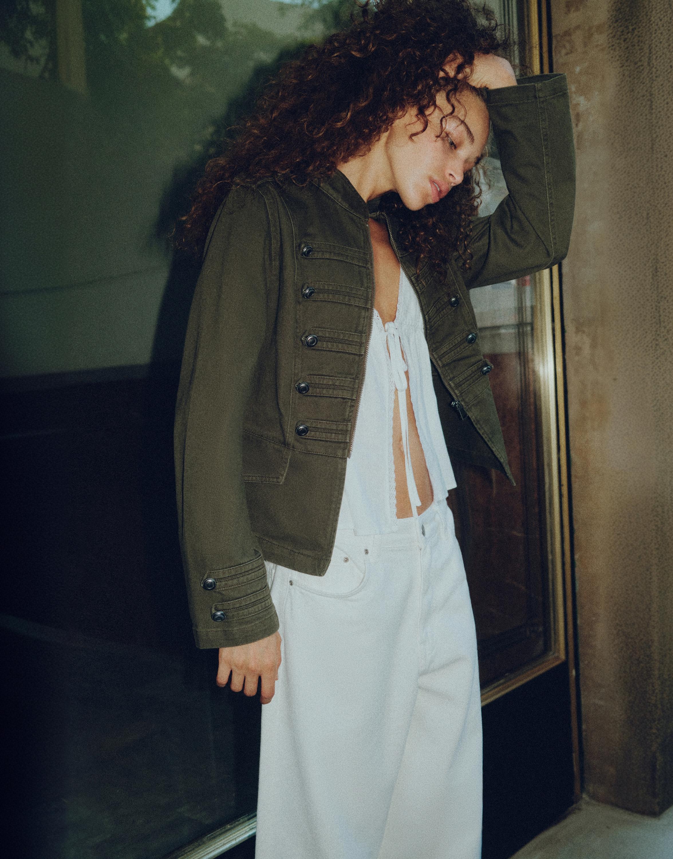 Fitted toggle button jacket — Dark khaki