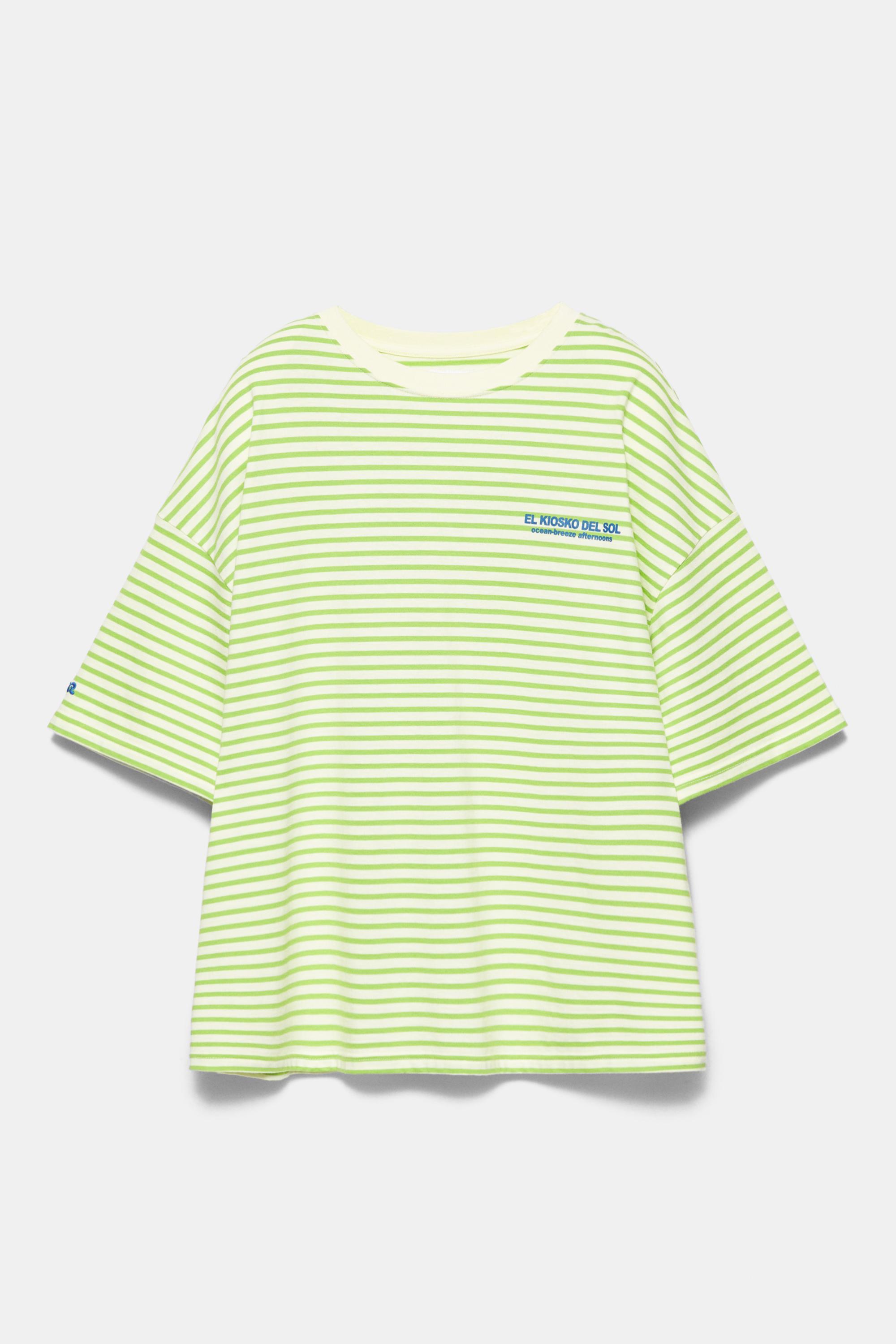 Yeşil çizgili t-shirt - Görsel 5