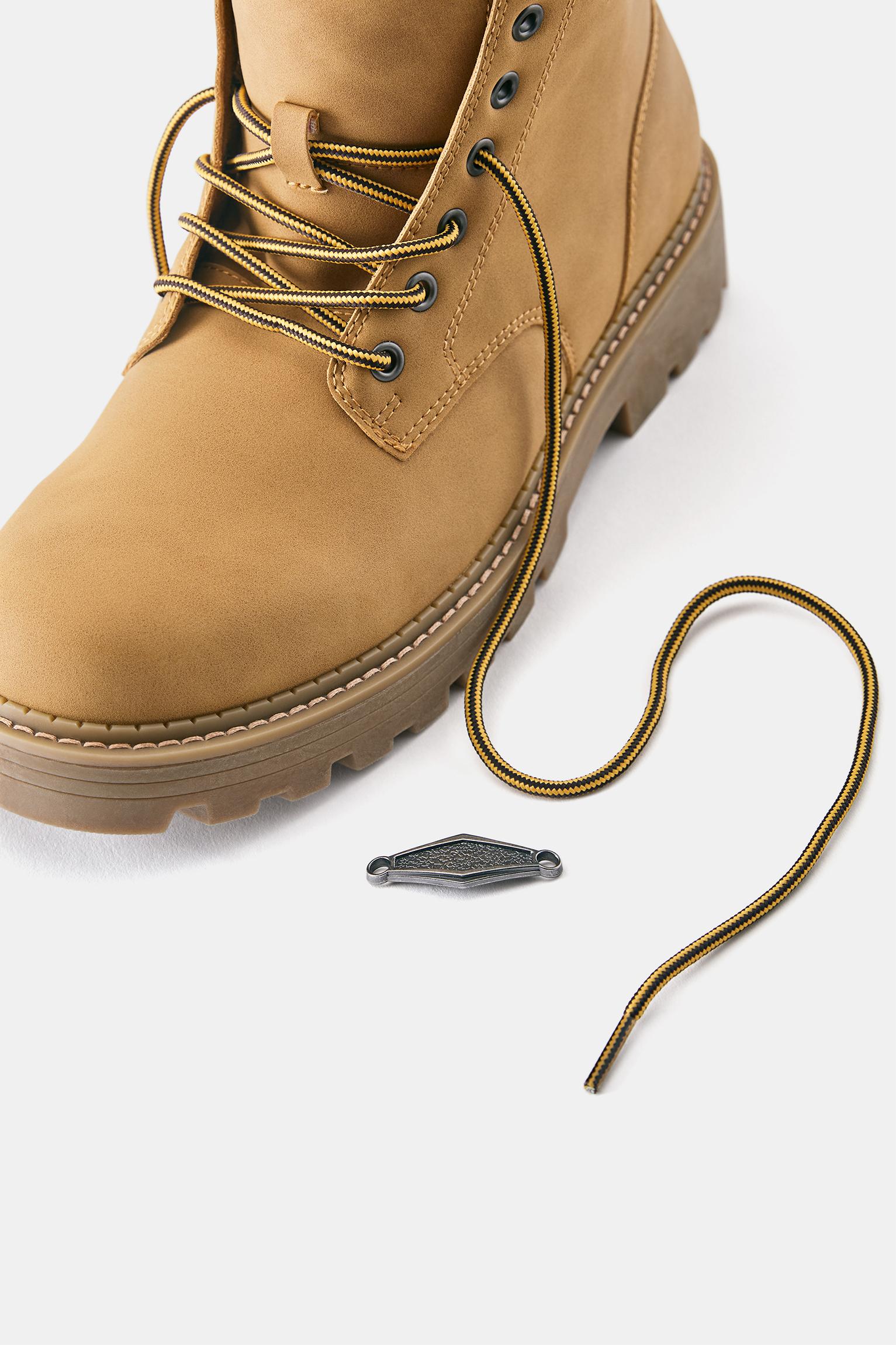 Lace-up boots with detail — Mustard