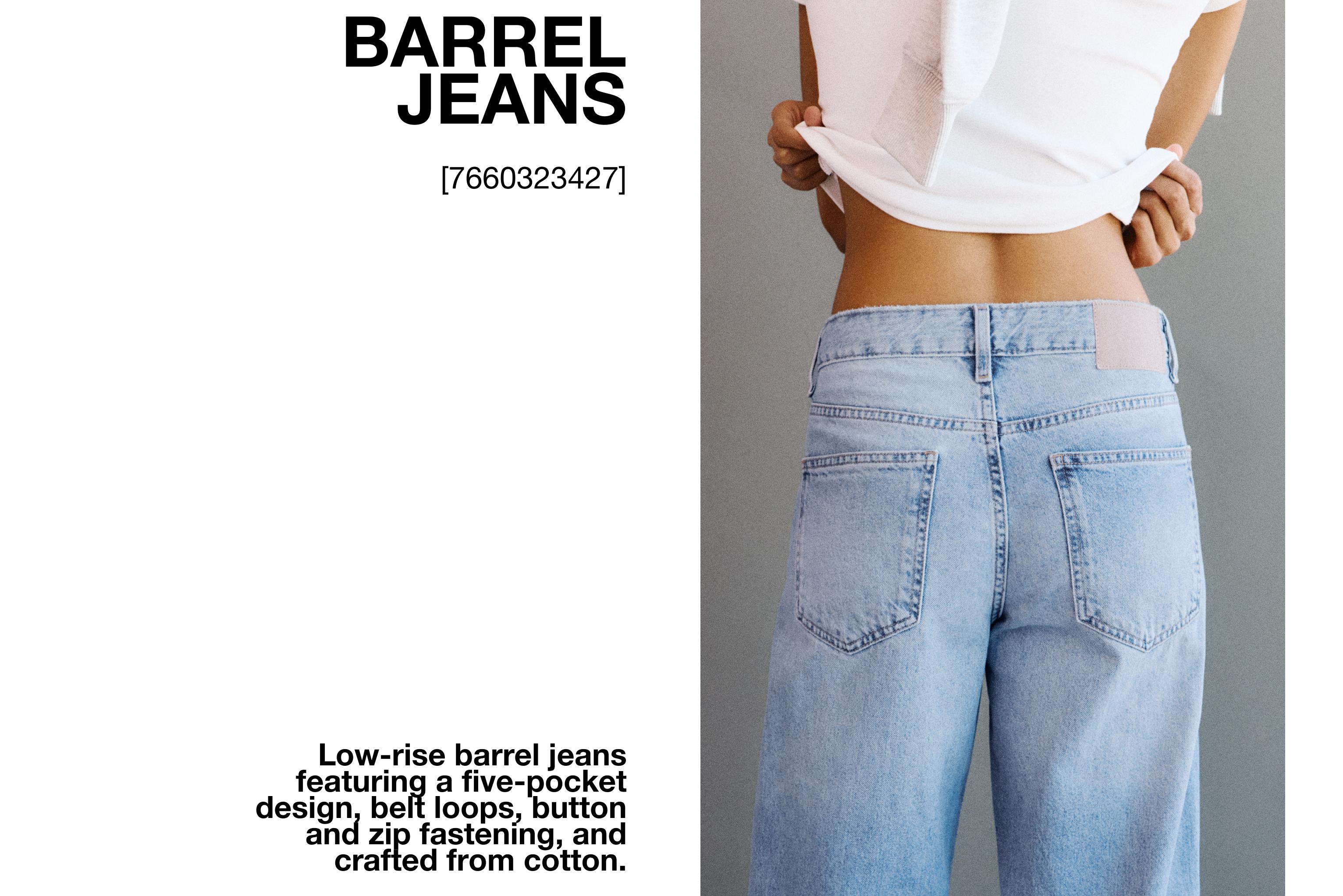 Low-rise barrel jeans — Medium blue