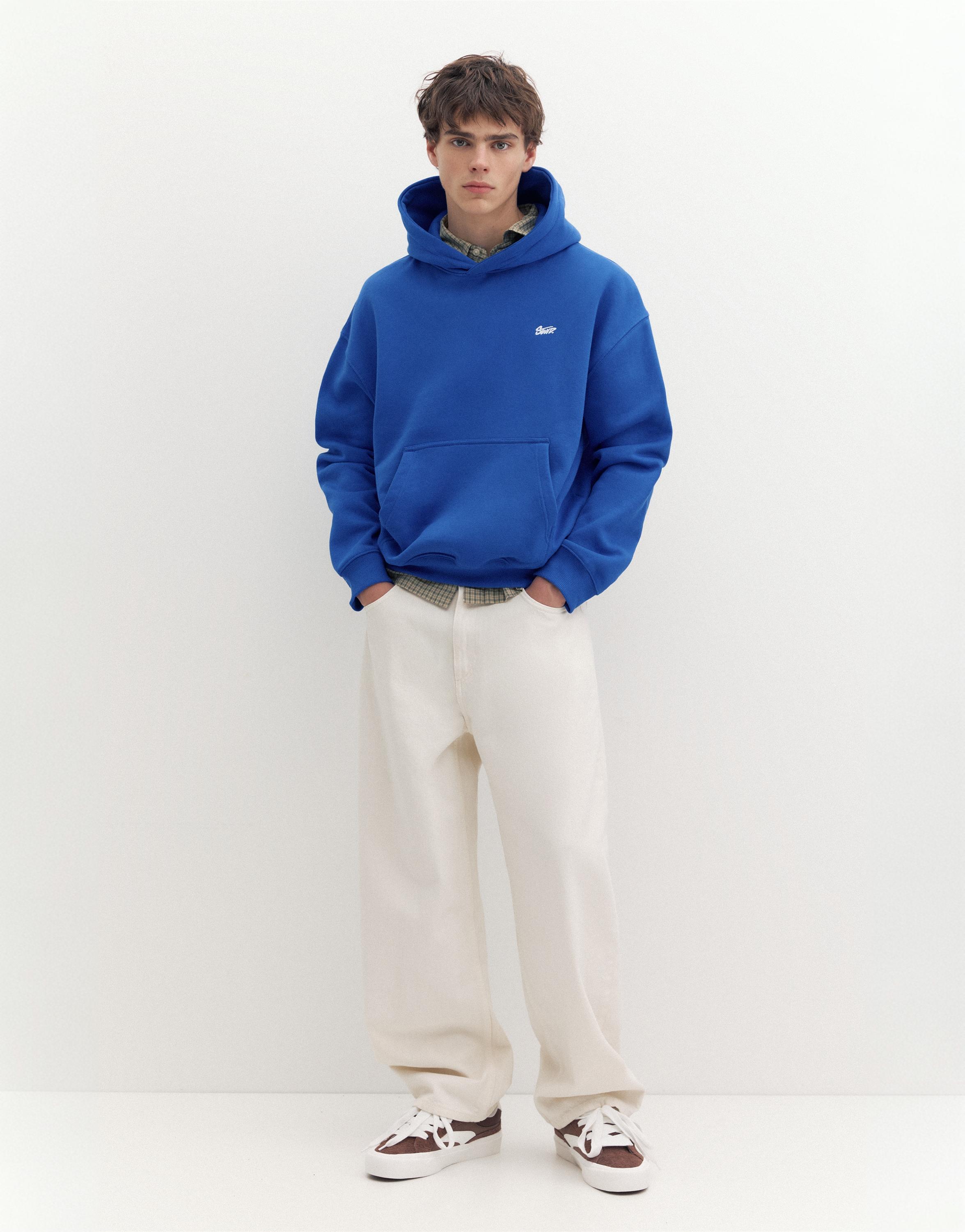 STWD logo boxy hoodie — Deep blue
