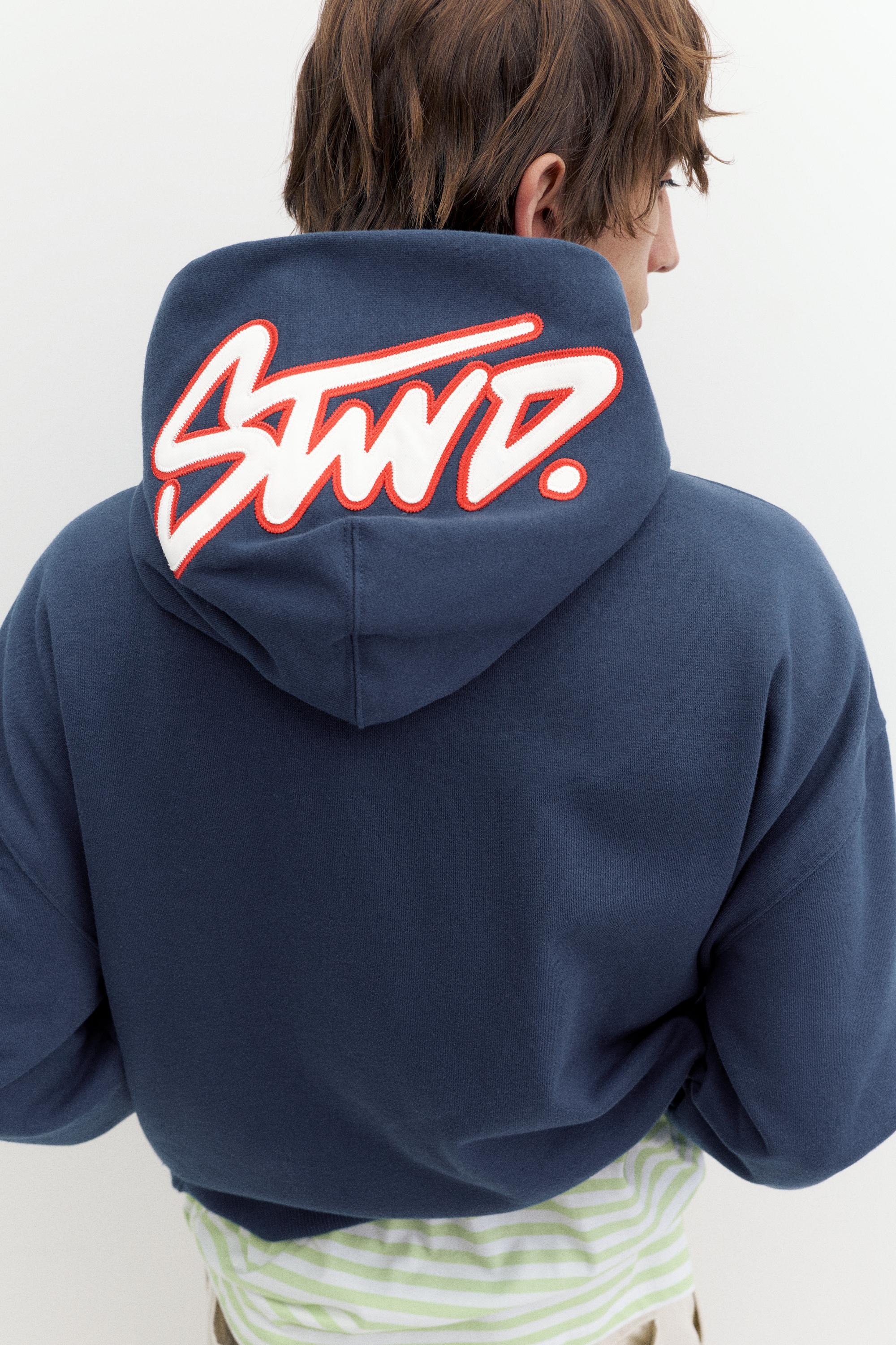 STWD boxy-fit logo hoodie — Blue