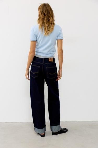 Fine knit short sleeve T-shirt — Pastel blue 2