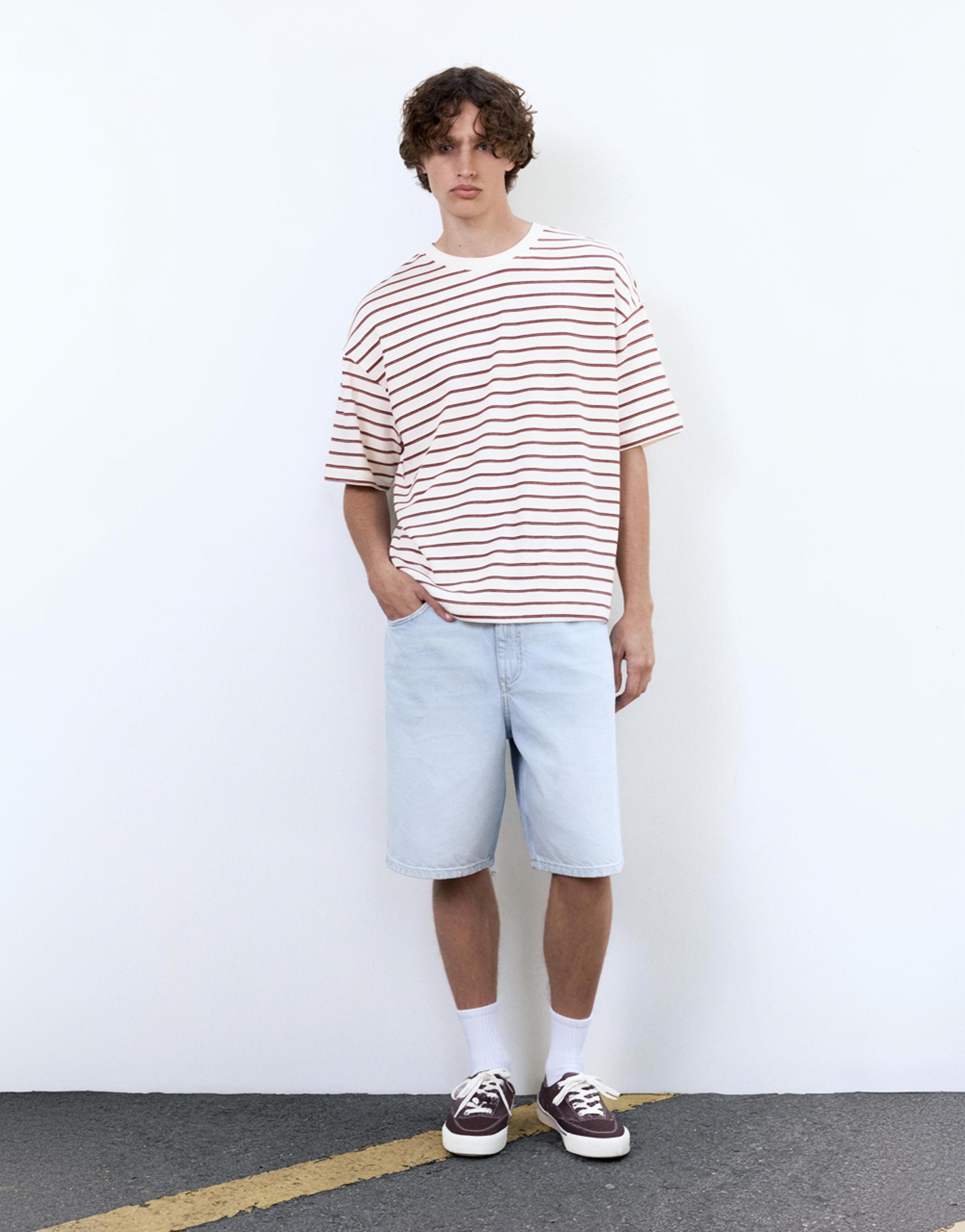 Striped boxy-fit T-shirt — Off white