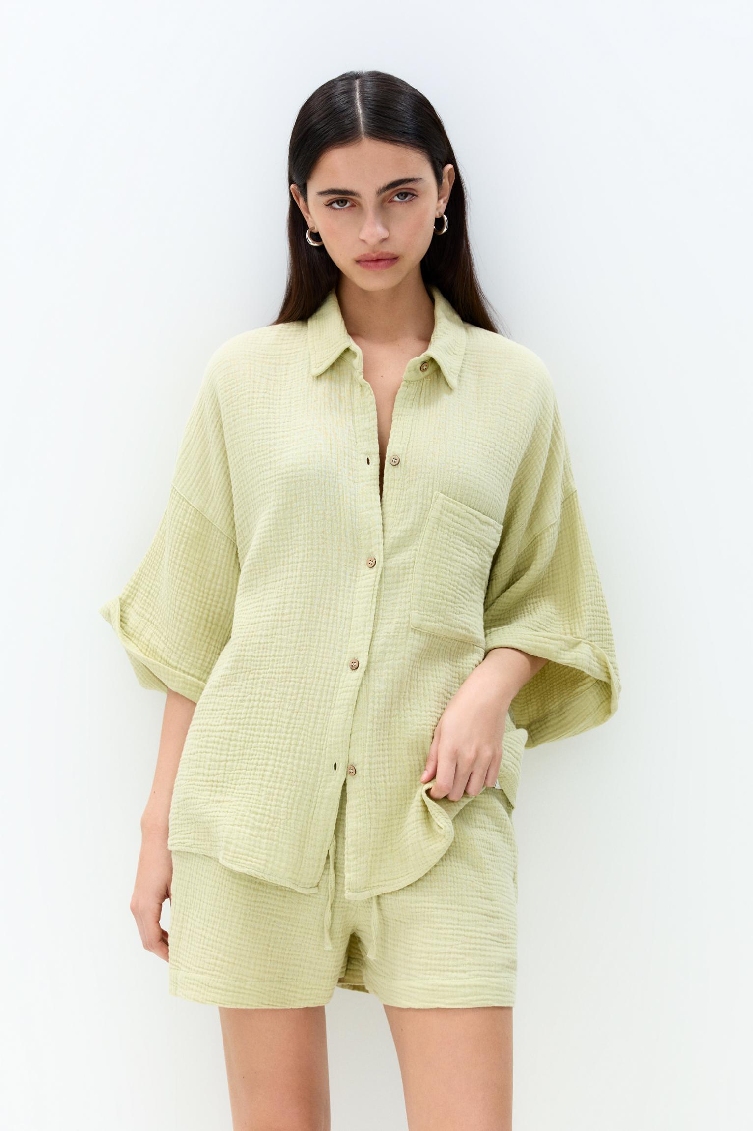 Kurzärmeliges Hemd Mit Textur