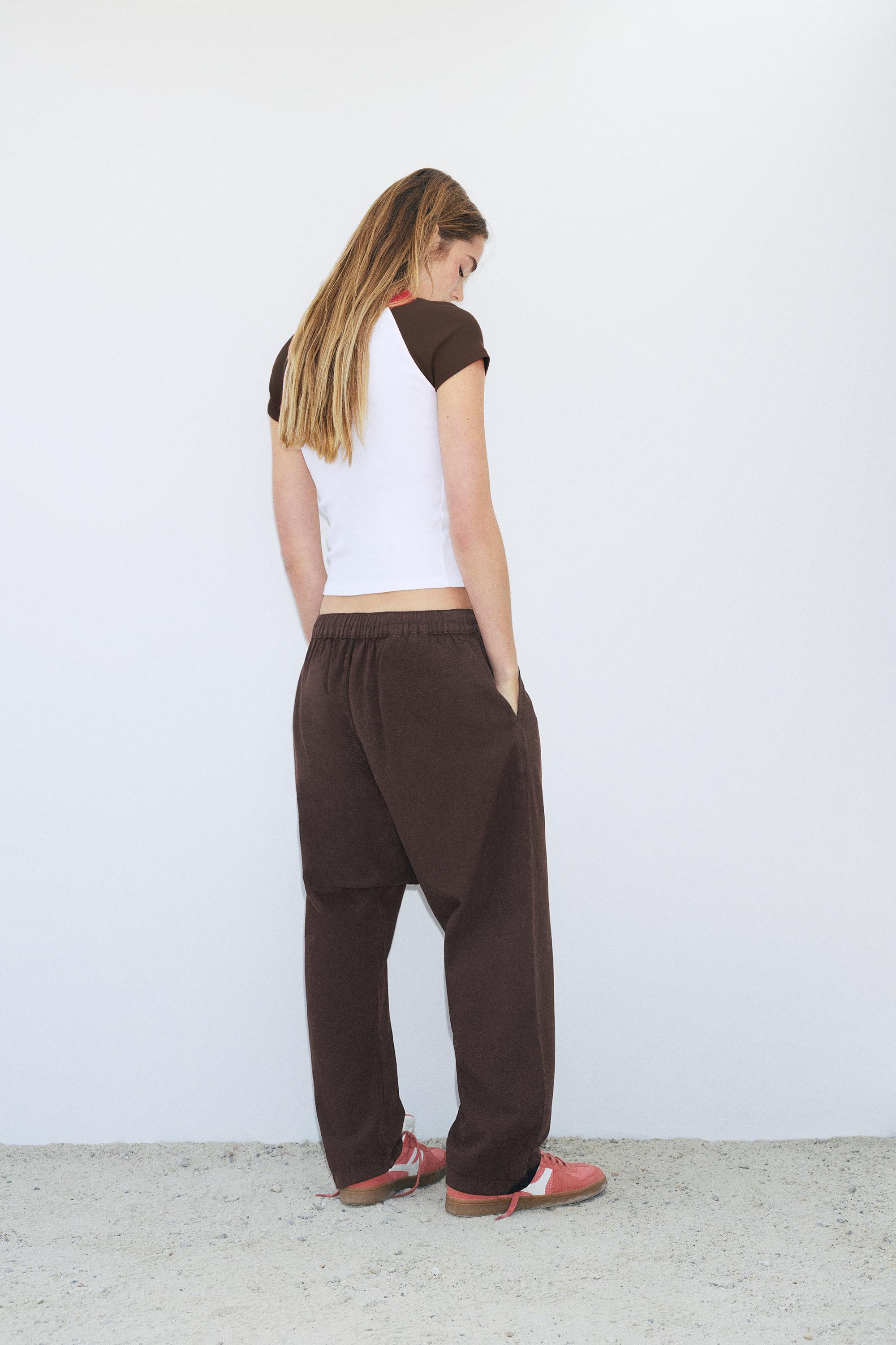 Baggy sarouel trousers with drawstring — Brown