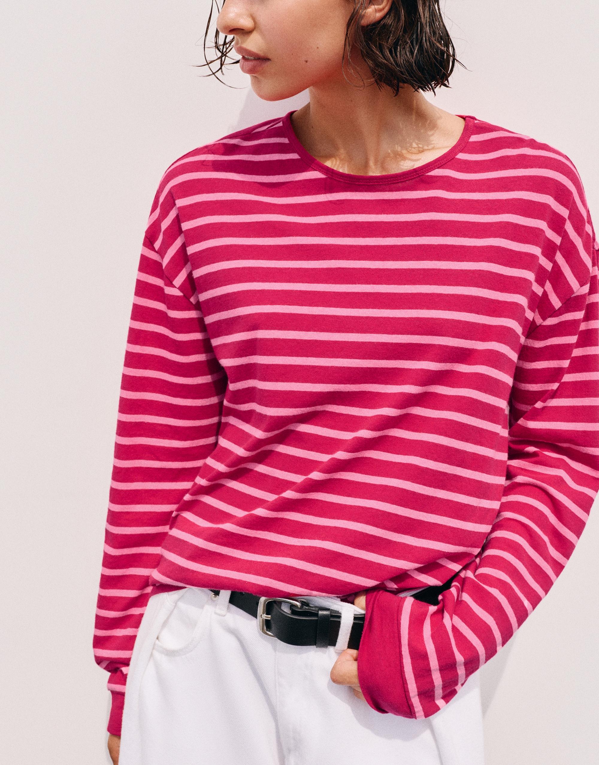 Oversize long sleeve striped T-shirt — Striped