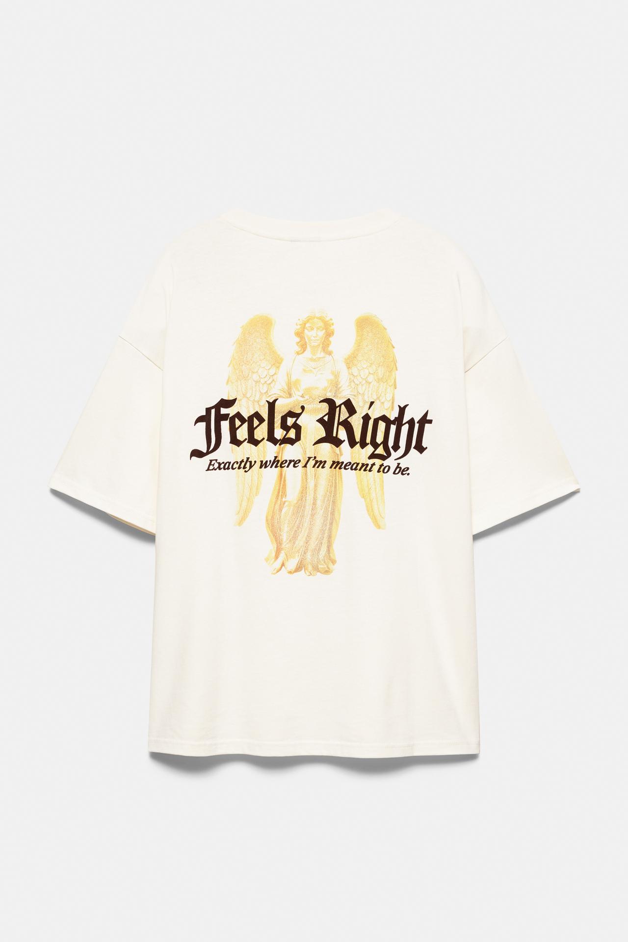 Relaxed fit slogan T-shirt — Sand