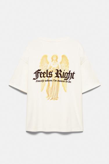 Relaxed fit slogan T-shirt — Sand 8