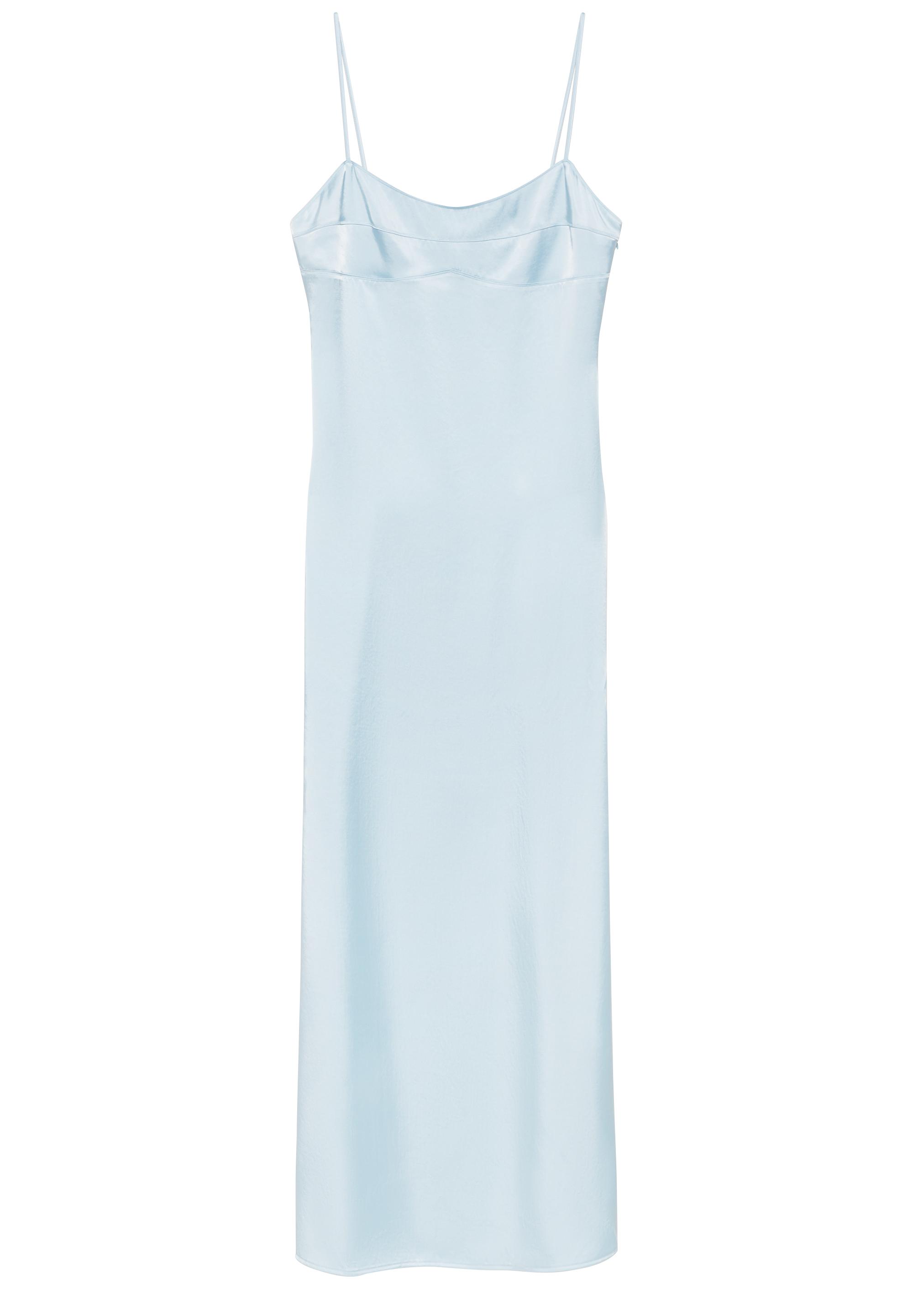 Satin strappy midi dress — Sky blue