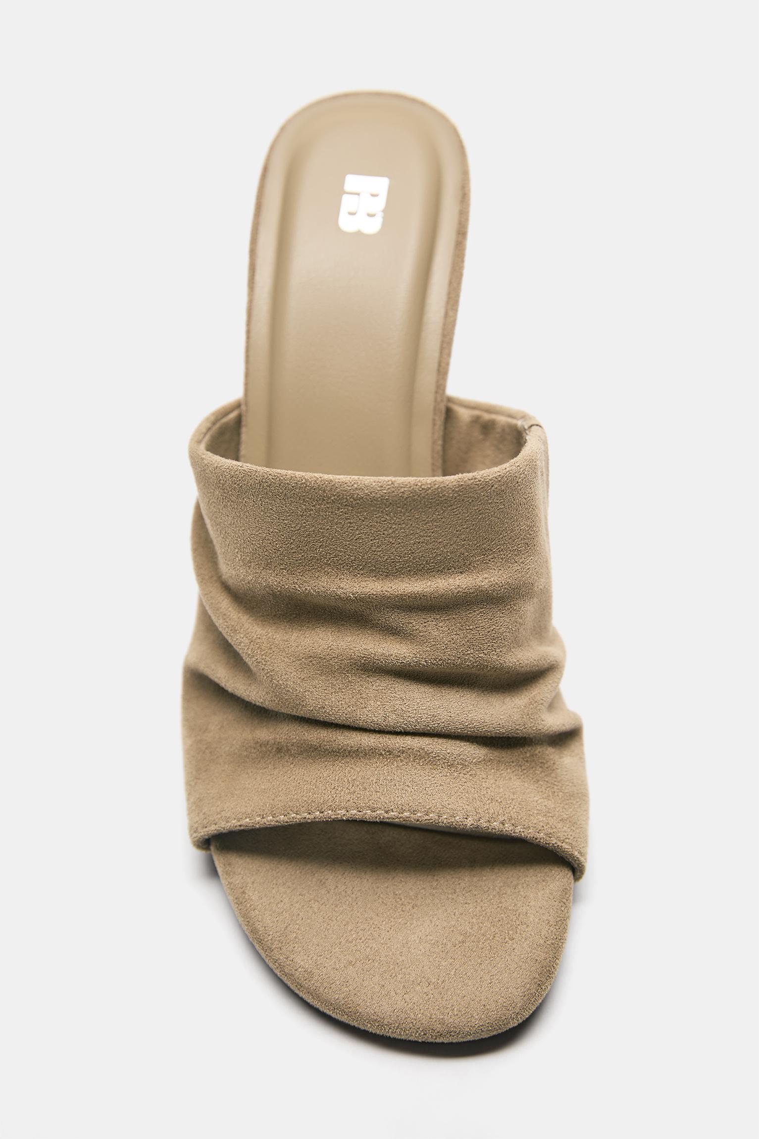 Gathered high-heel sandals — Sand