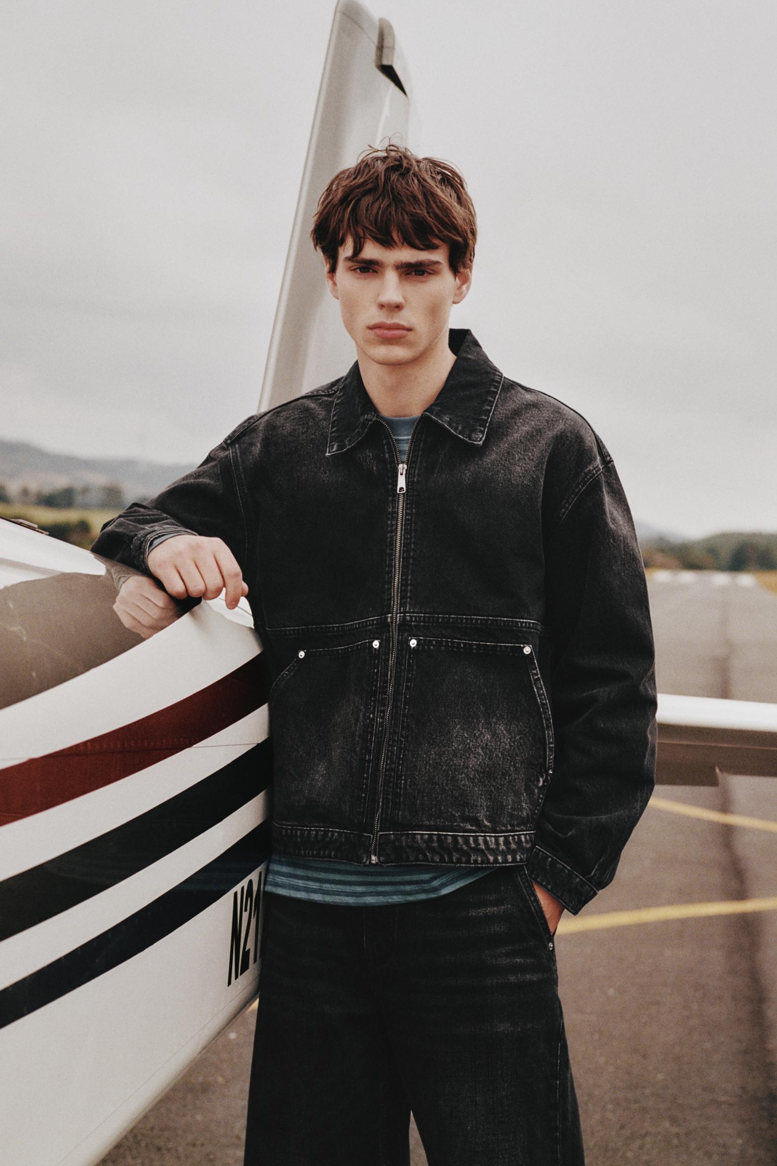 Denim jacket with pockets — Faded black