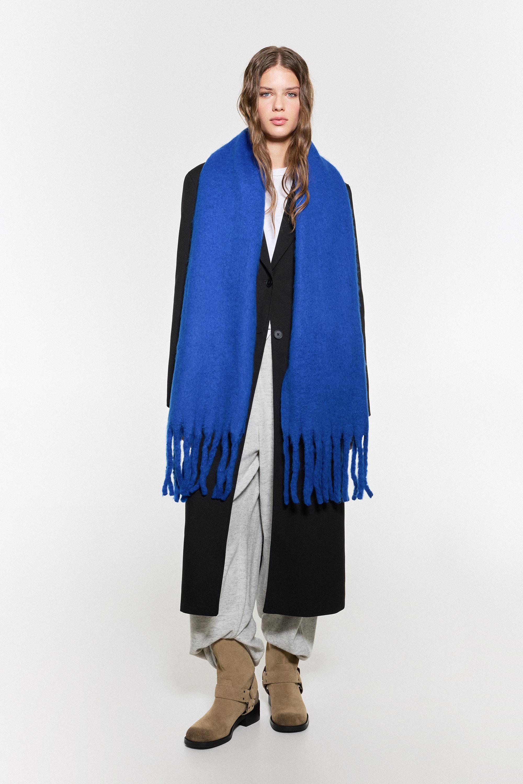 Maxi mohair-effect scarf — Electric blue