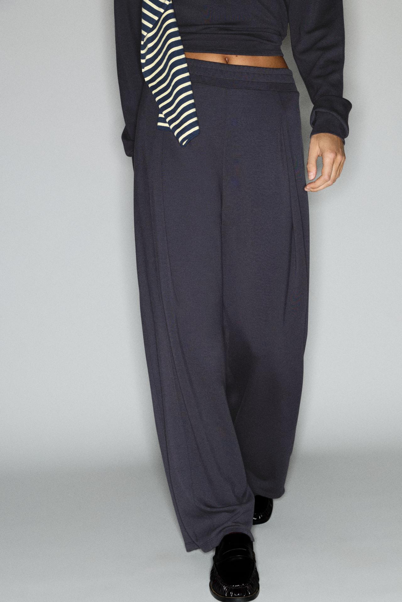 Wide-leg trousers with darts — Anthracite grey