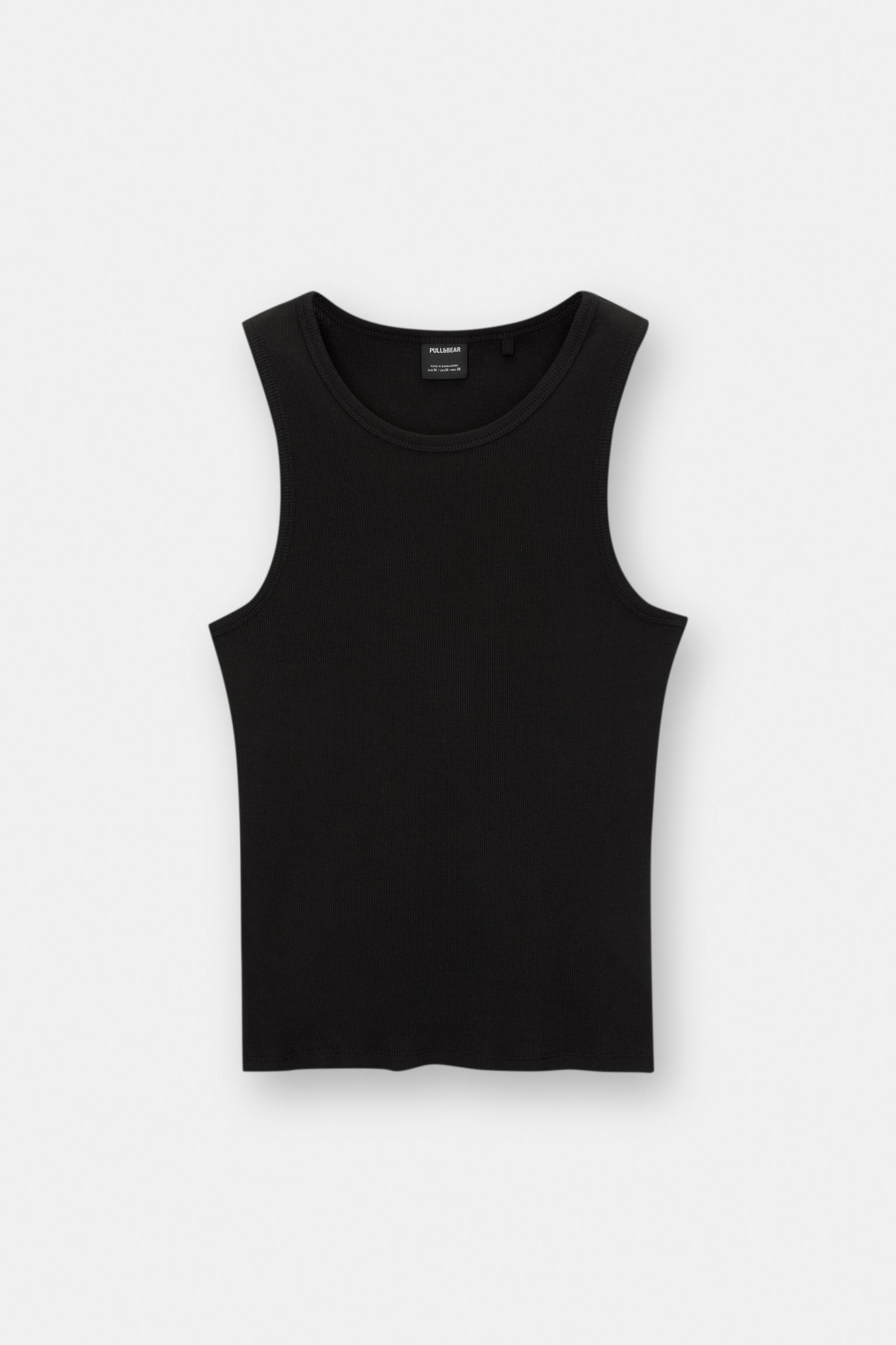 Ribbed tank top — Black