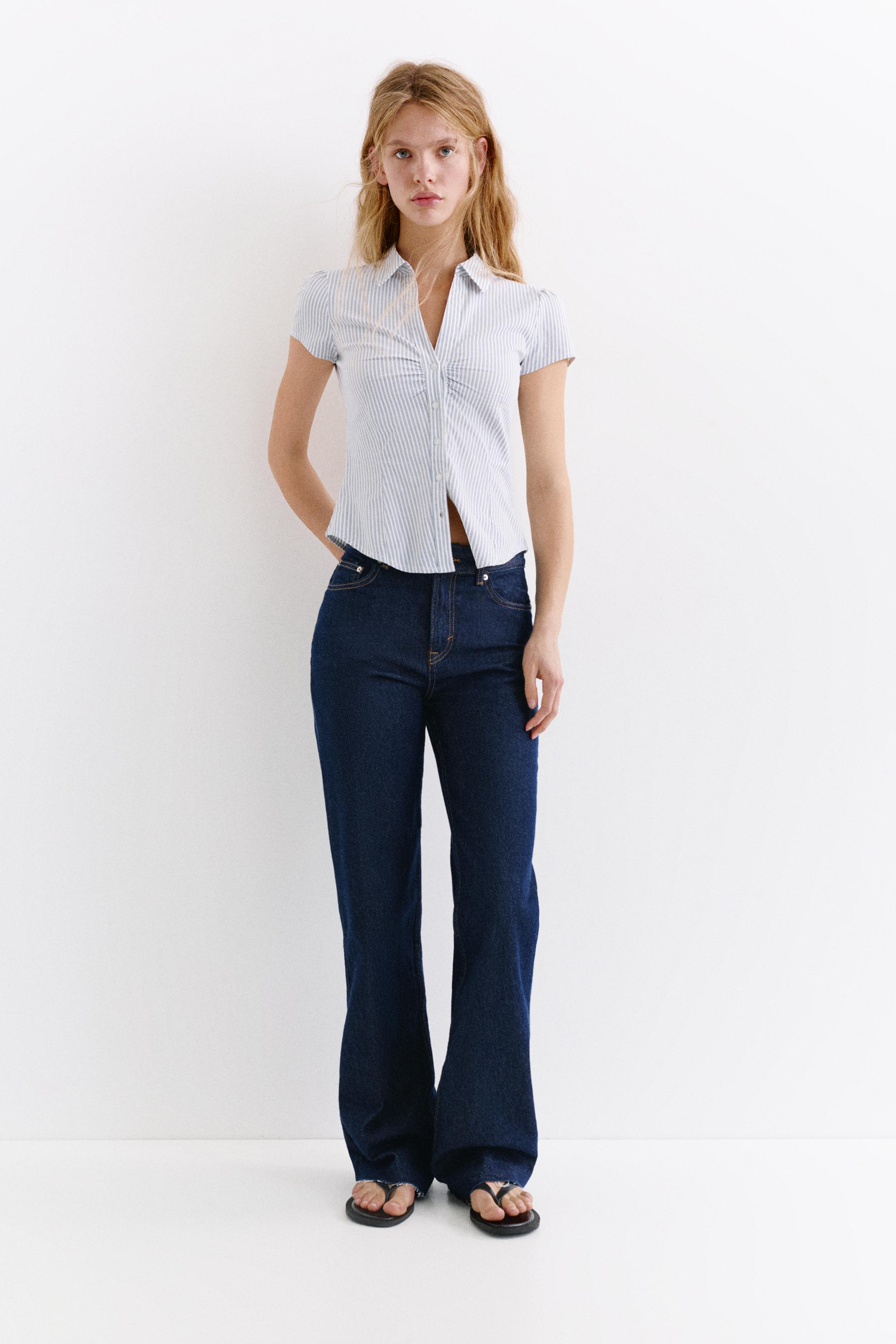 Slim fit short sleeve shirt — Blue/White