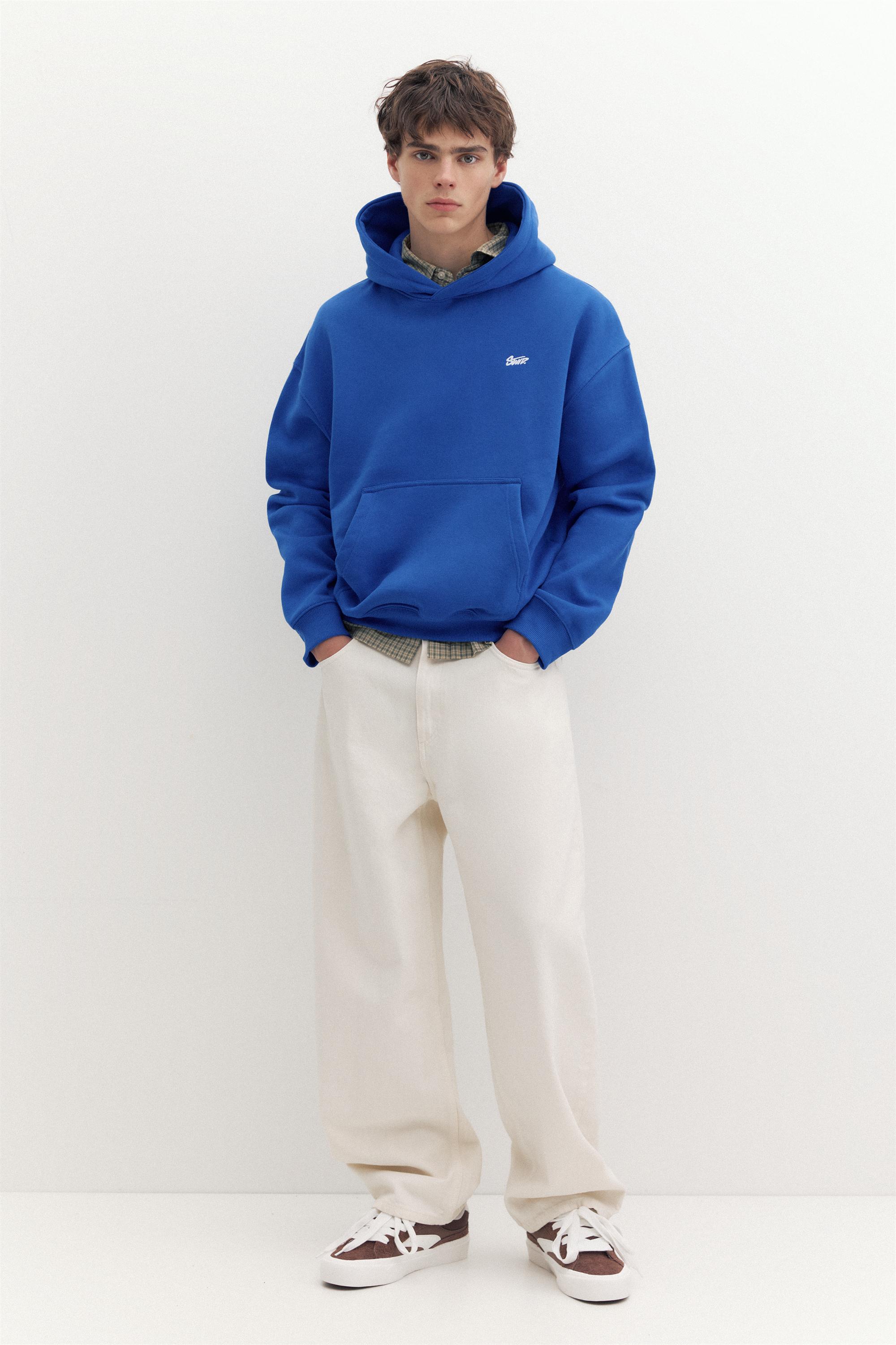 STWD logo boxy hoodie — Deep blue