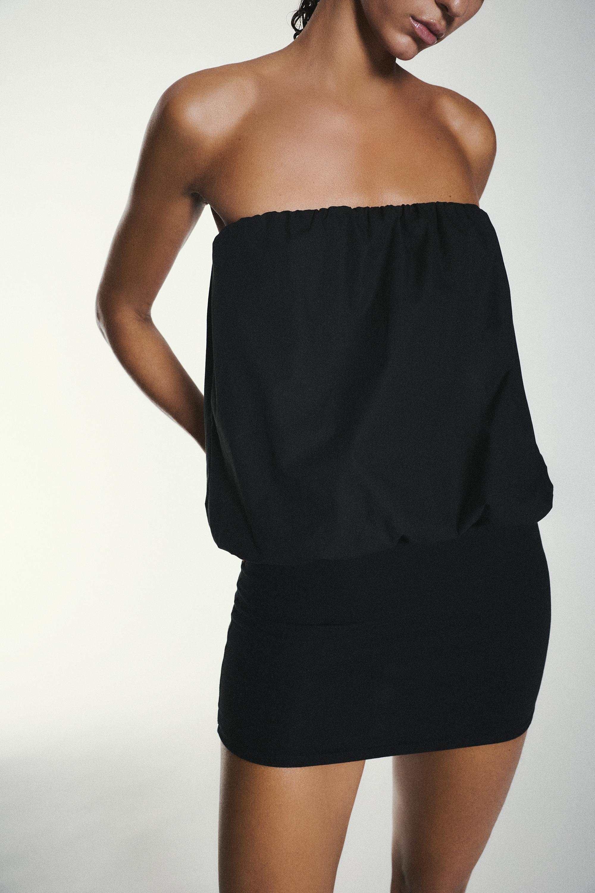 Short balloon-hem dress — Black