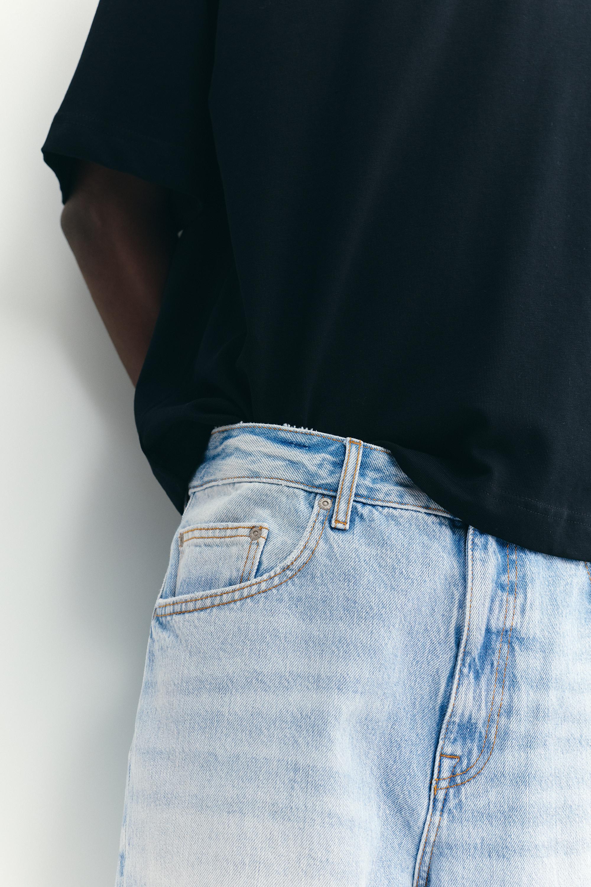 Frayed hem skater Bermuda shorts — Pale indigo