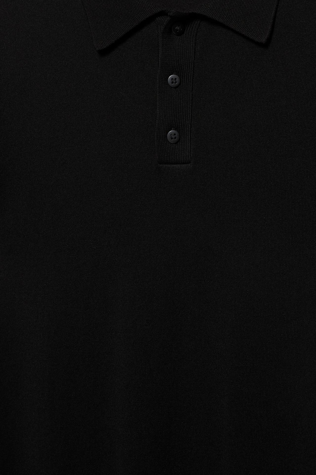 Short sleeve knit polo shirt — Black