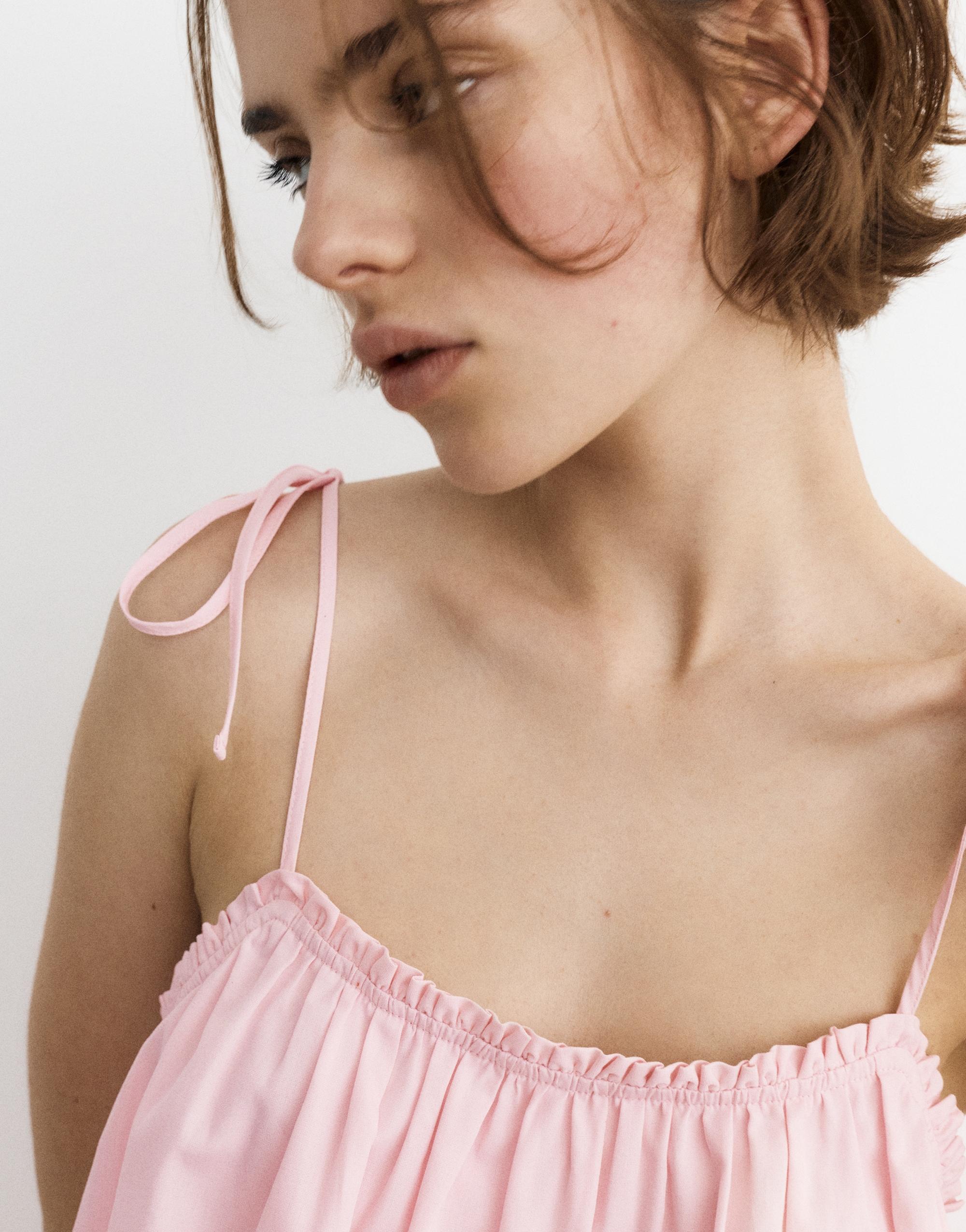 Strappy poplin mini dress — Pink