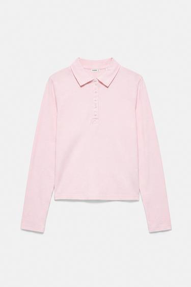 Long sleeve polo shirt — Pink 6