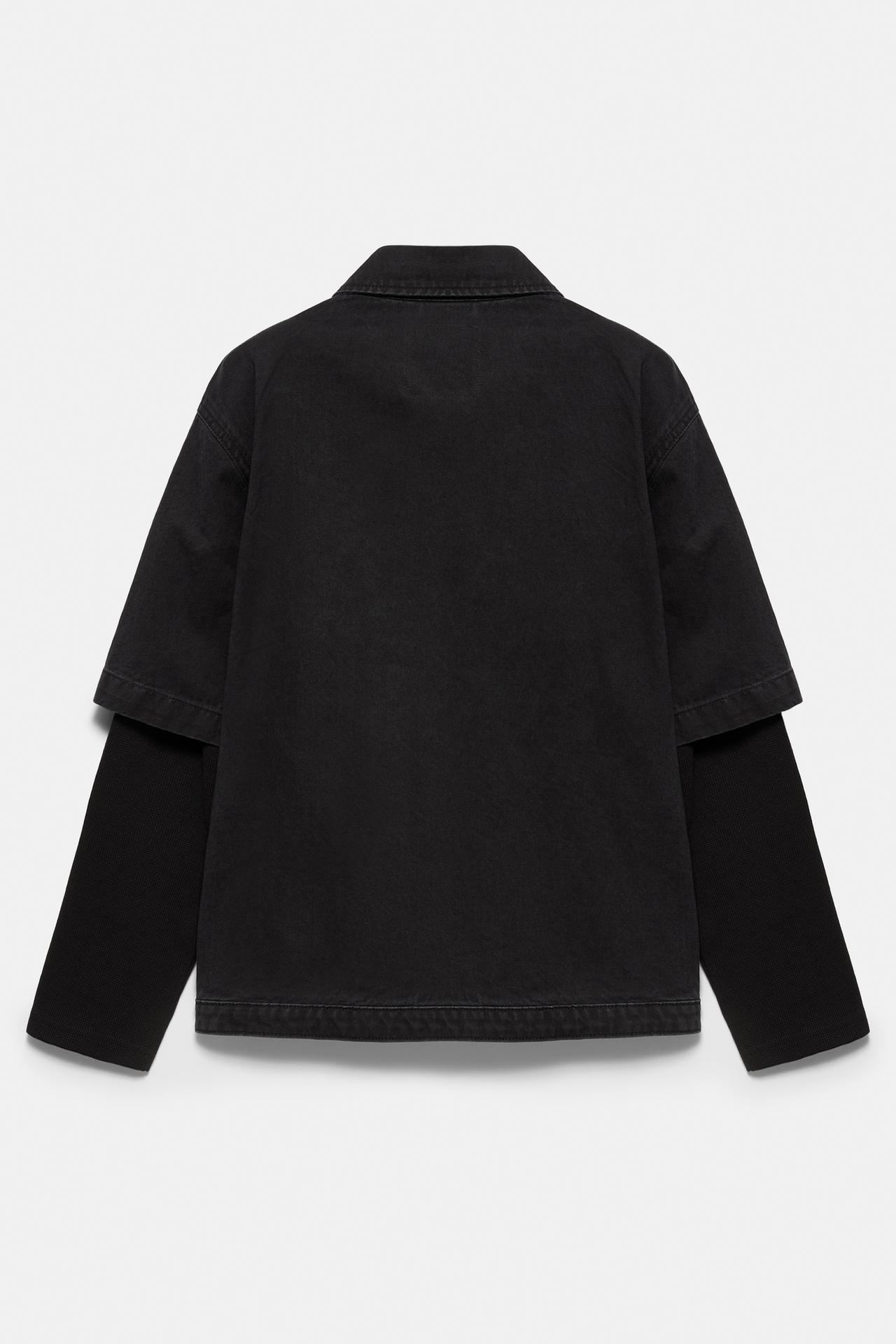 Double-sleeve denim overshirt — Faded black