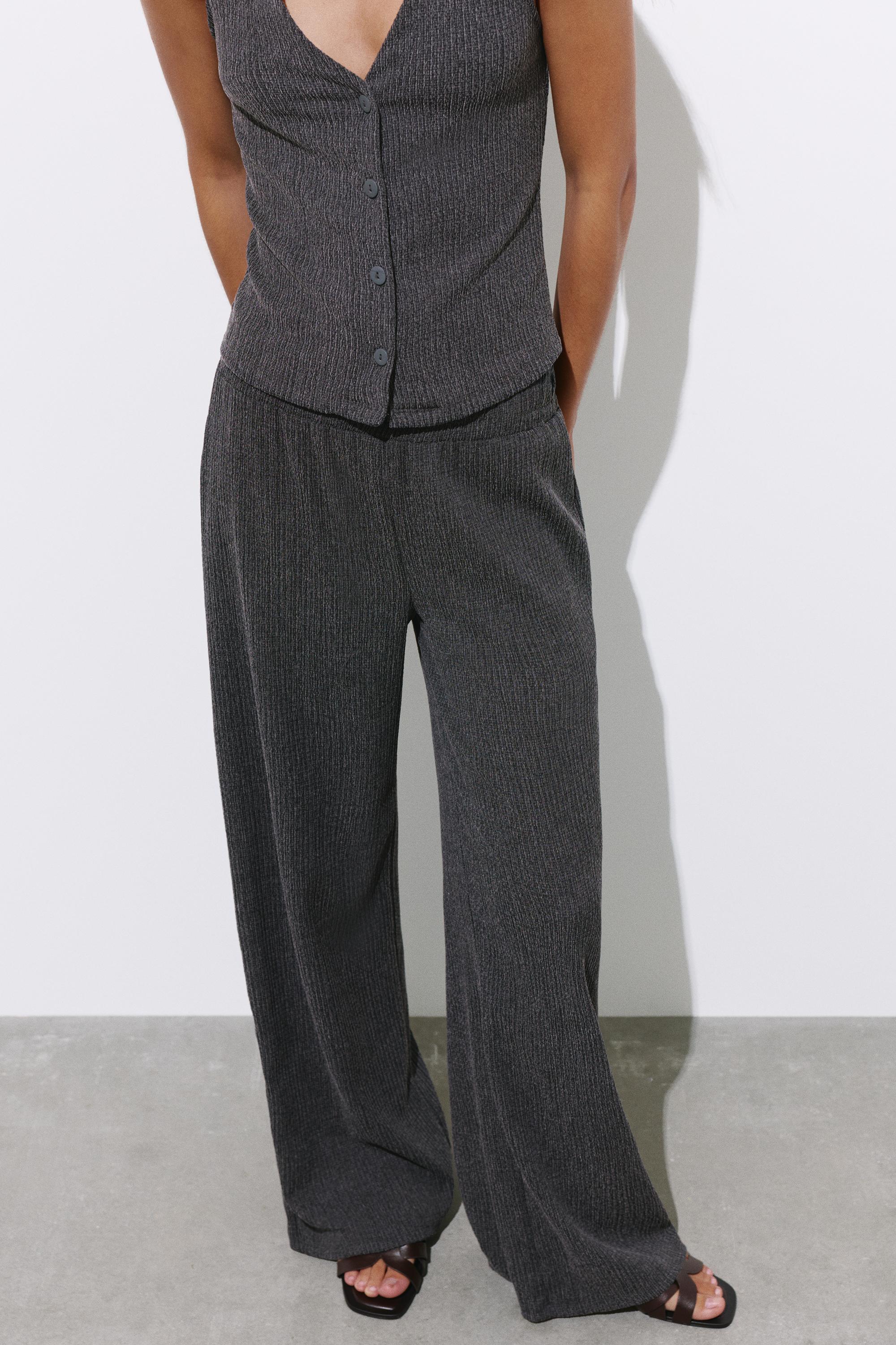 Wide-leg crepe trousers — Anthracite grey