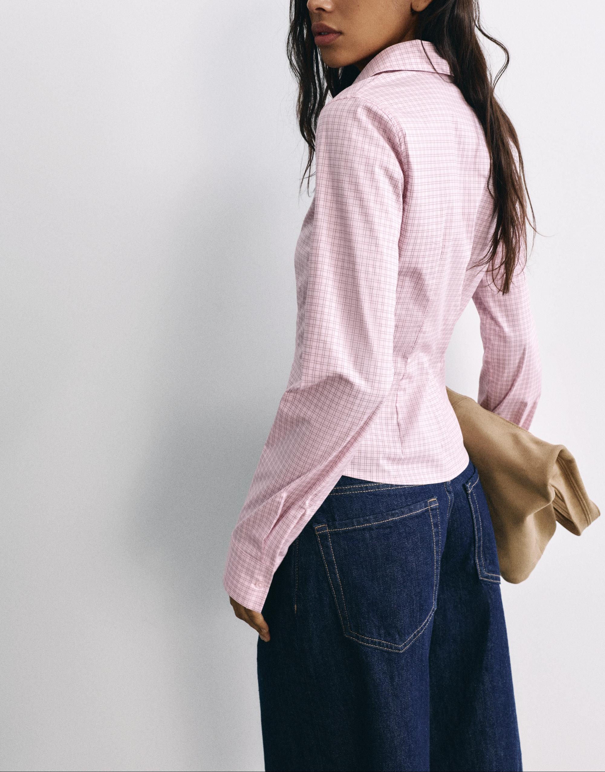 Fitted wide-cuff shirt — Pink