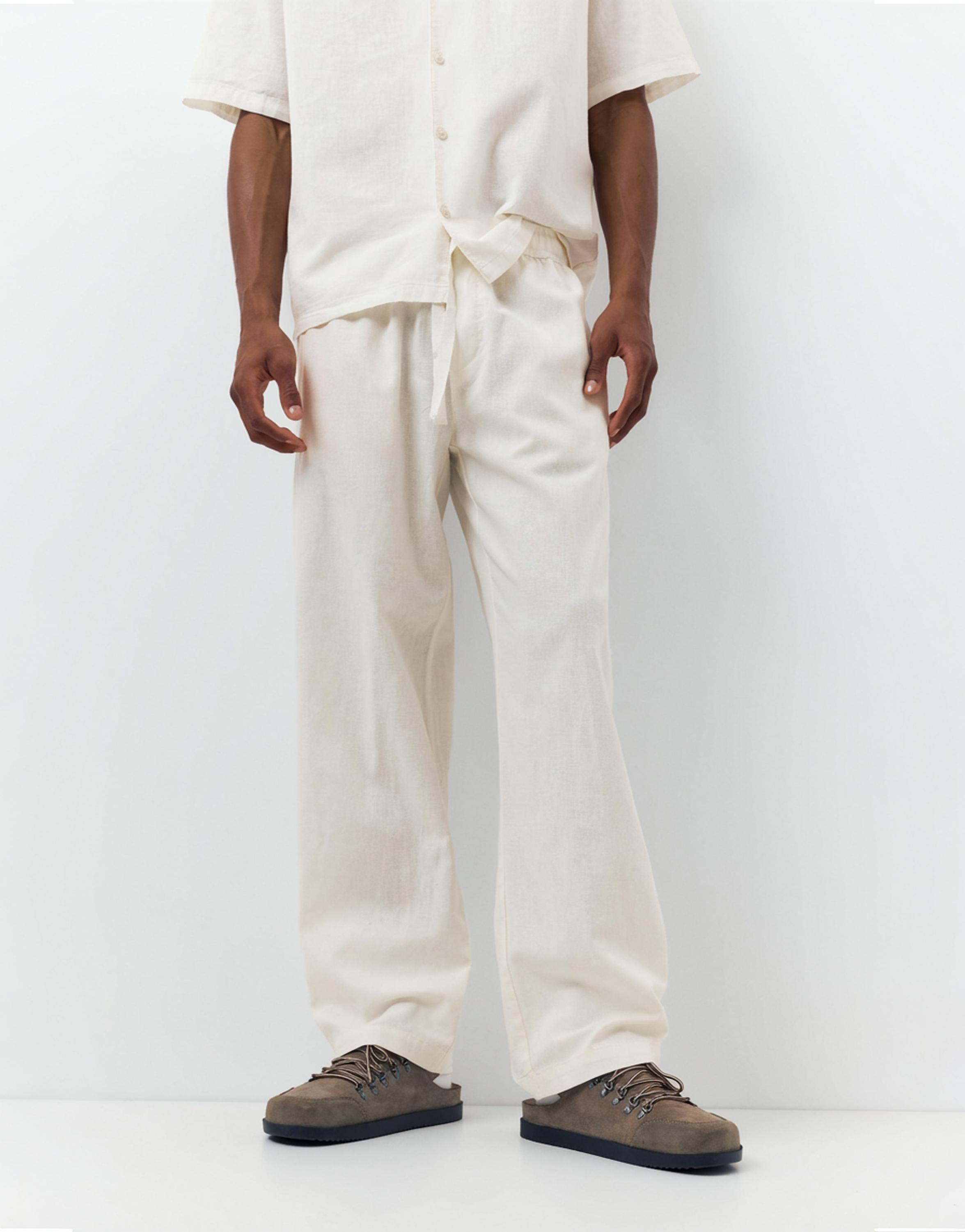 Linen blend jogger trousers — White