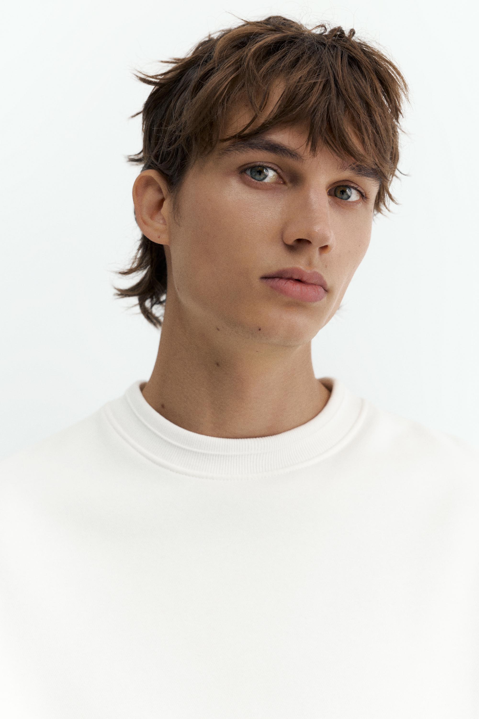 Relaxed fit round neck sweatshirt — Off white