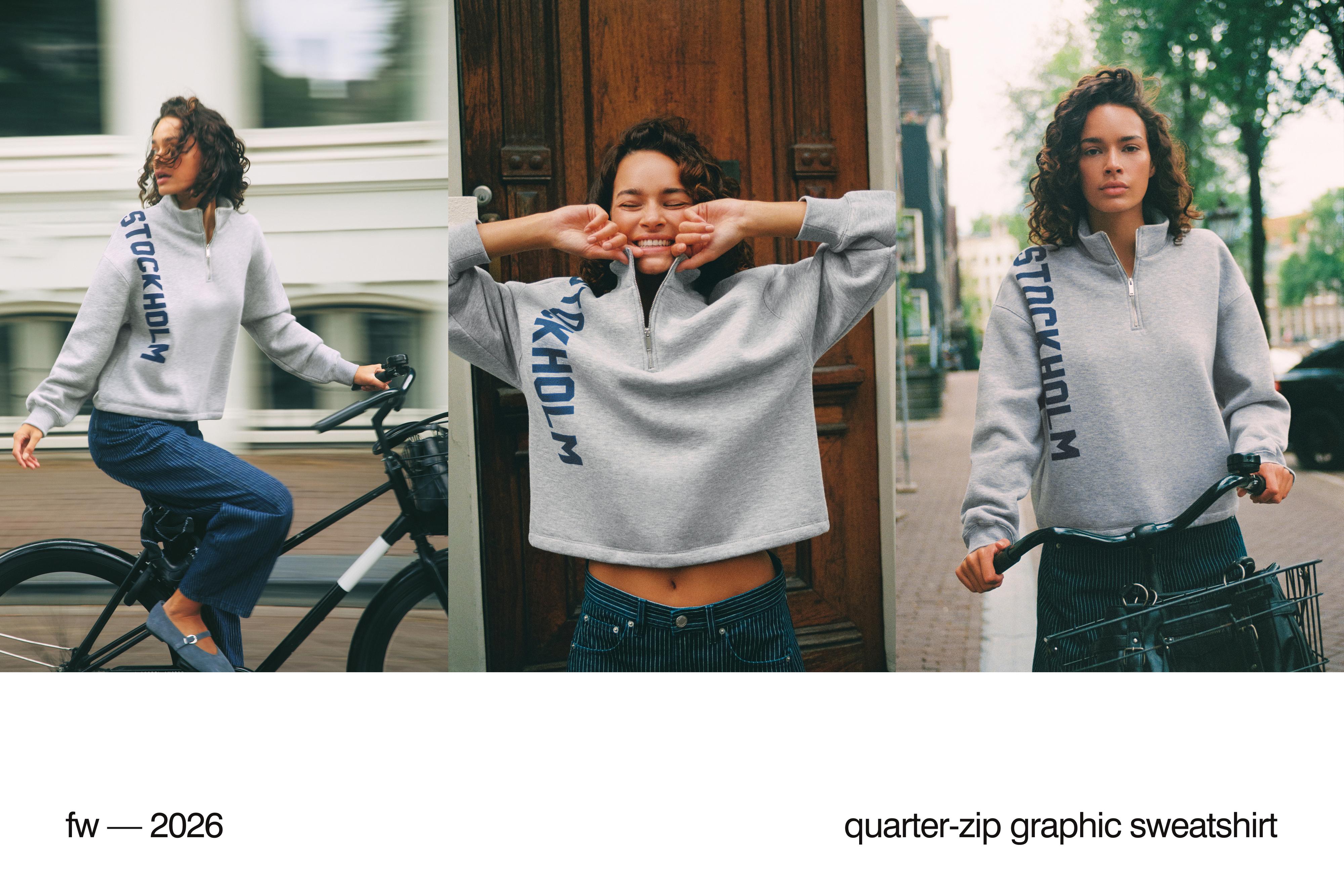 Stockholm quarter-zip sweatshirt — Grey marl