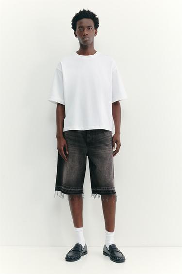 Frayed hem skater Bermuda shorts — Faded black 2