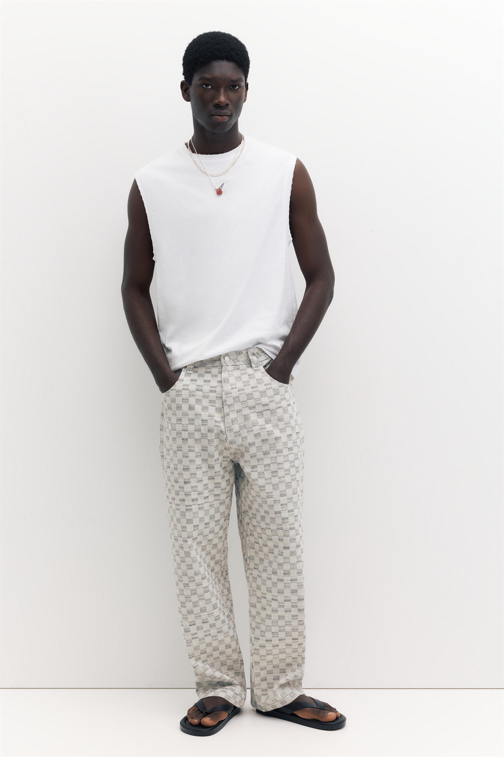 Pantaloni Baggy Relaxed A Quadri