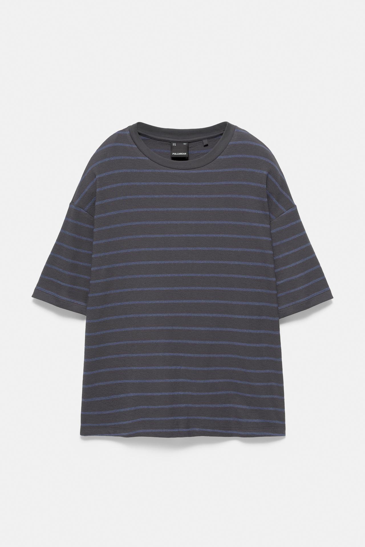 Striped short sleeve sweatshirt — Navy