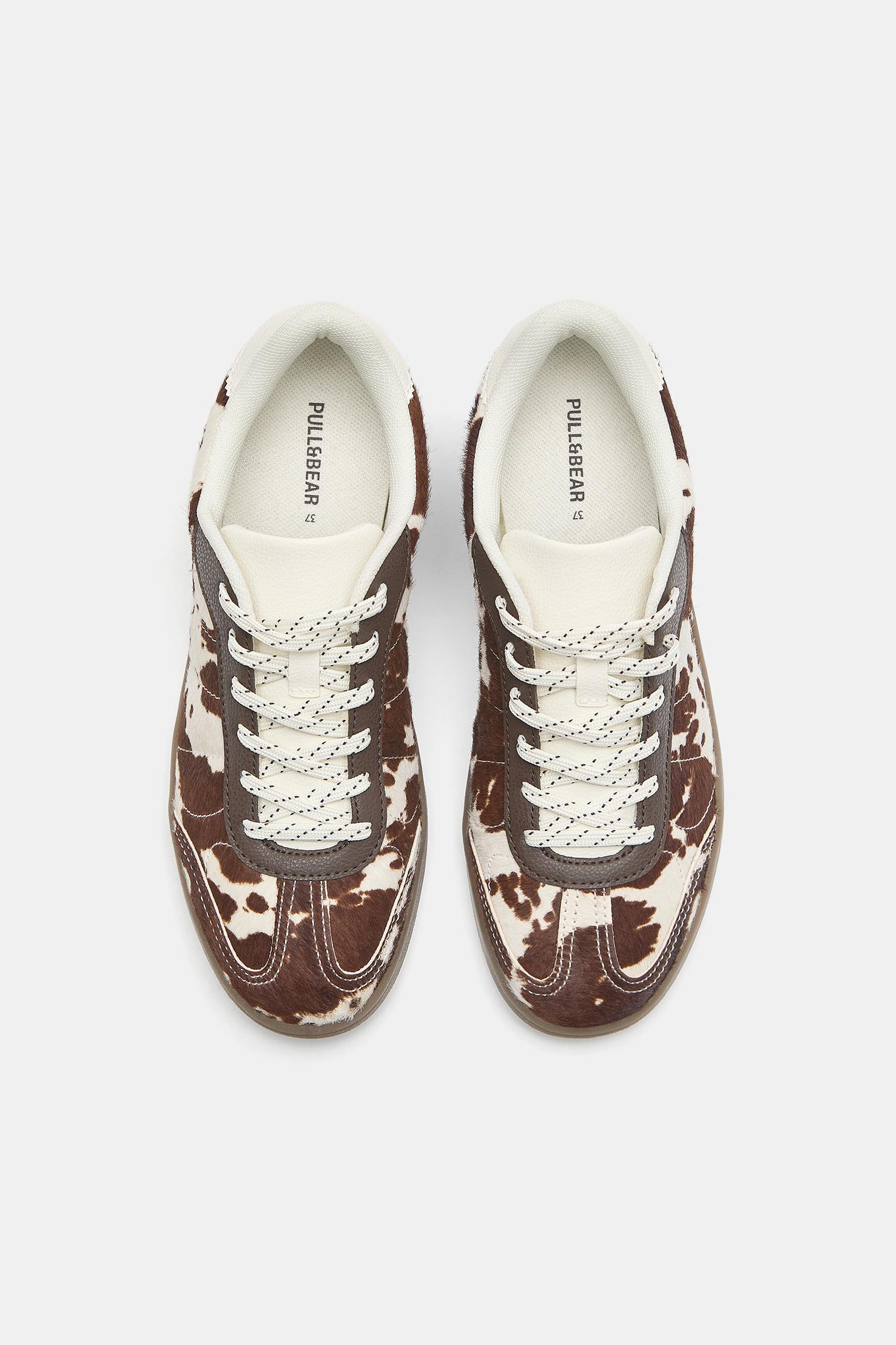 Cow print leather trainers — Contrast