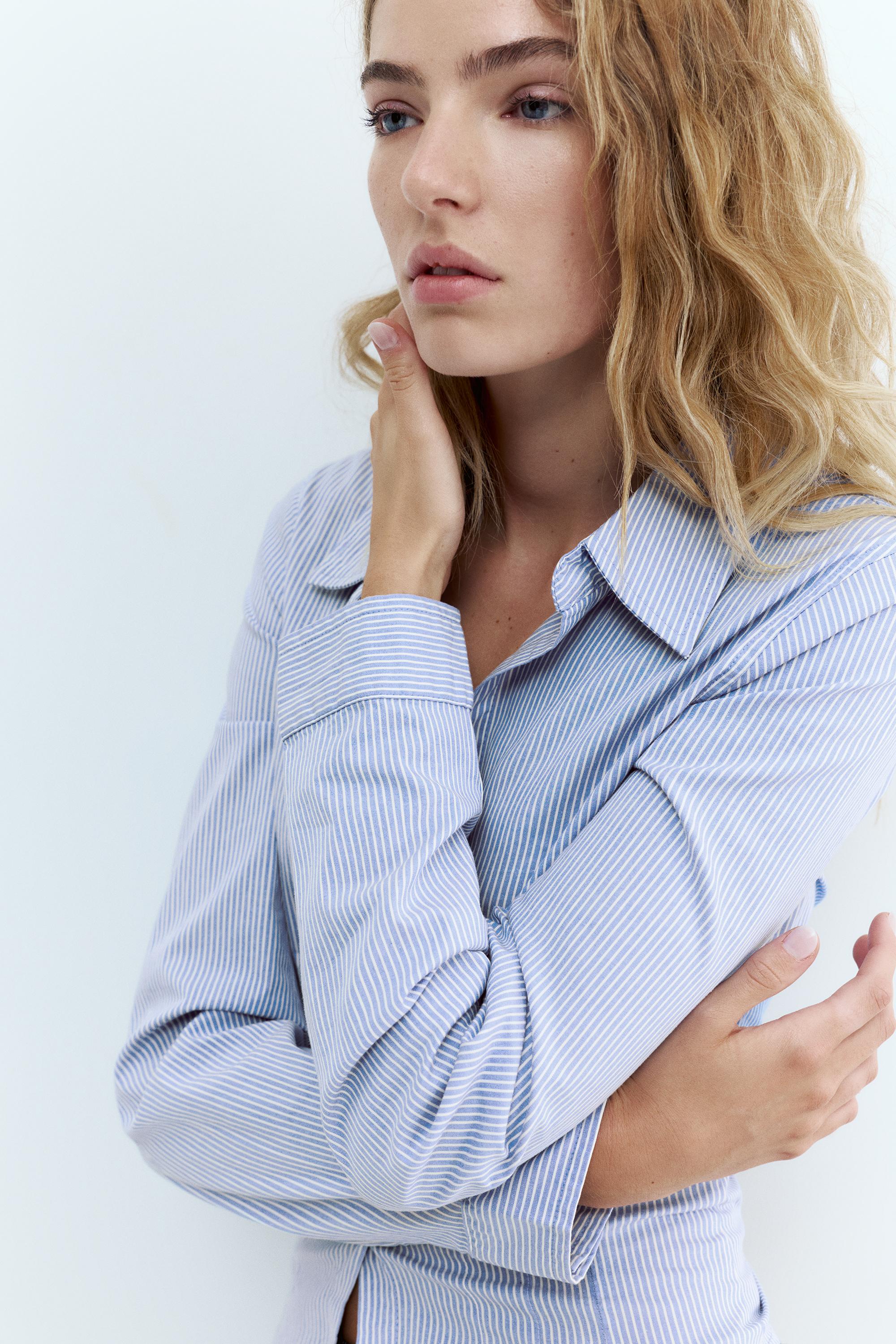 Poplin yırtmaçlı dar kesim gömlek - Görsel 124